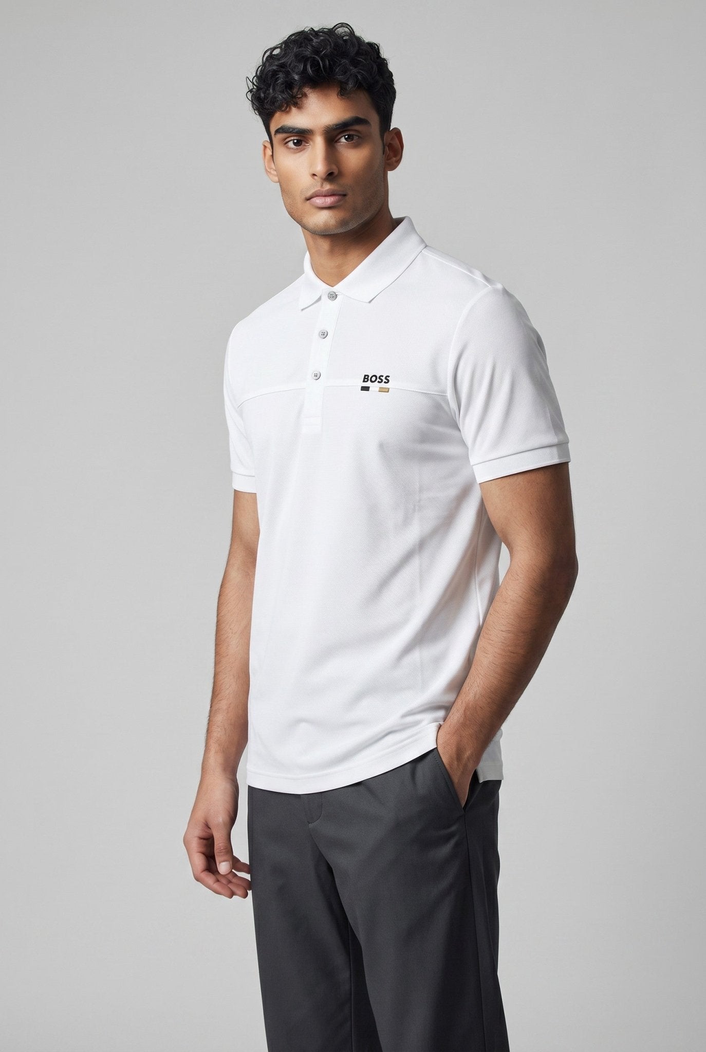 BOSS White Polo Shirt π€β¨ Signature Minimal Logo