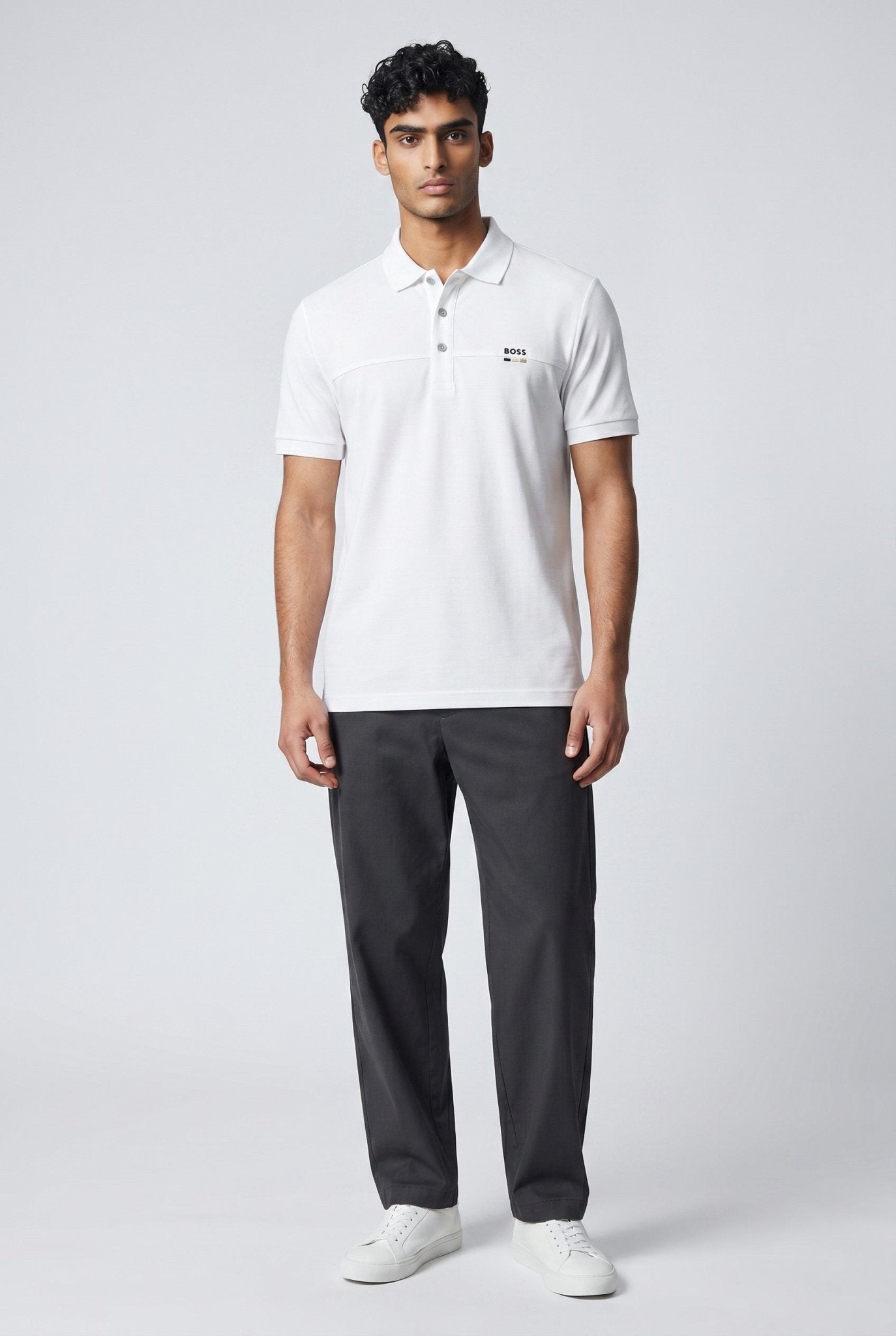 BOSS White Polo Shirt π€β¨ Signature Minimal Logo