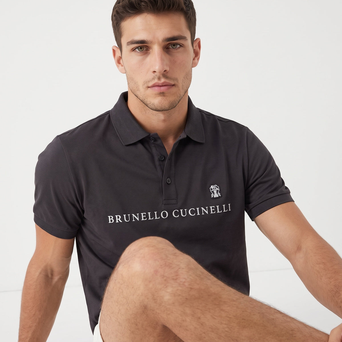 Brunello Cucinelli Logo Polo — Charcoal