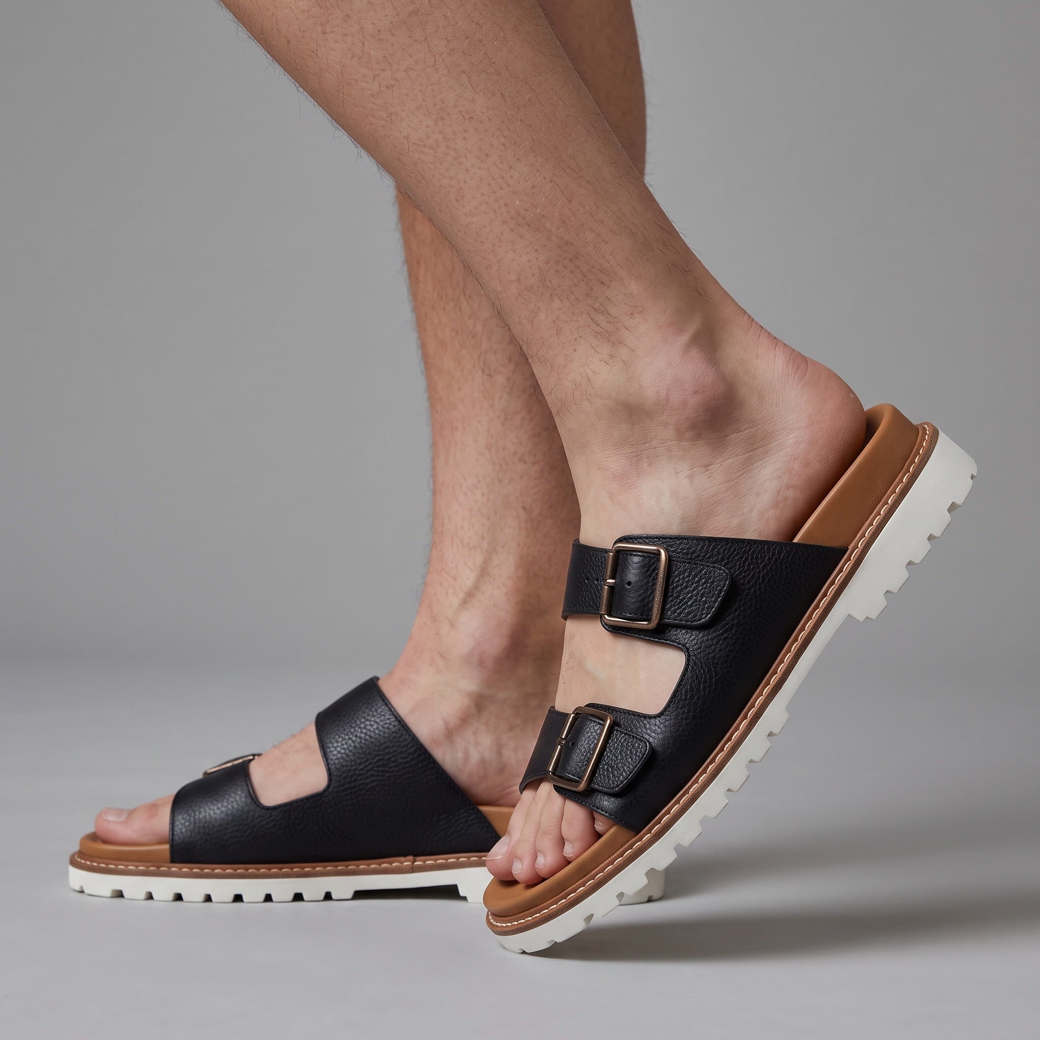 Brunelo cucinelli Buckle Sandal โ Black Leather ๐ค๐ฃ