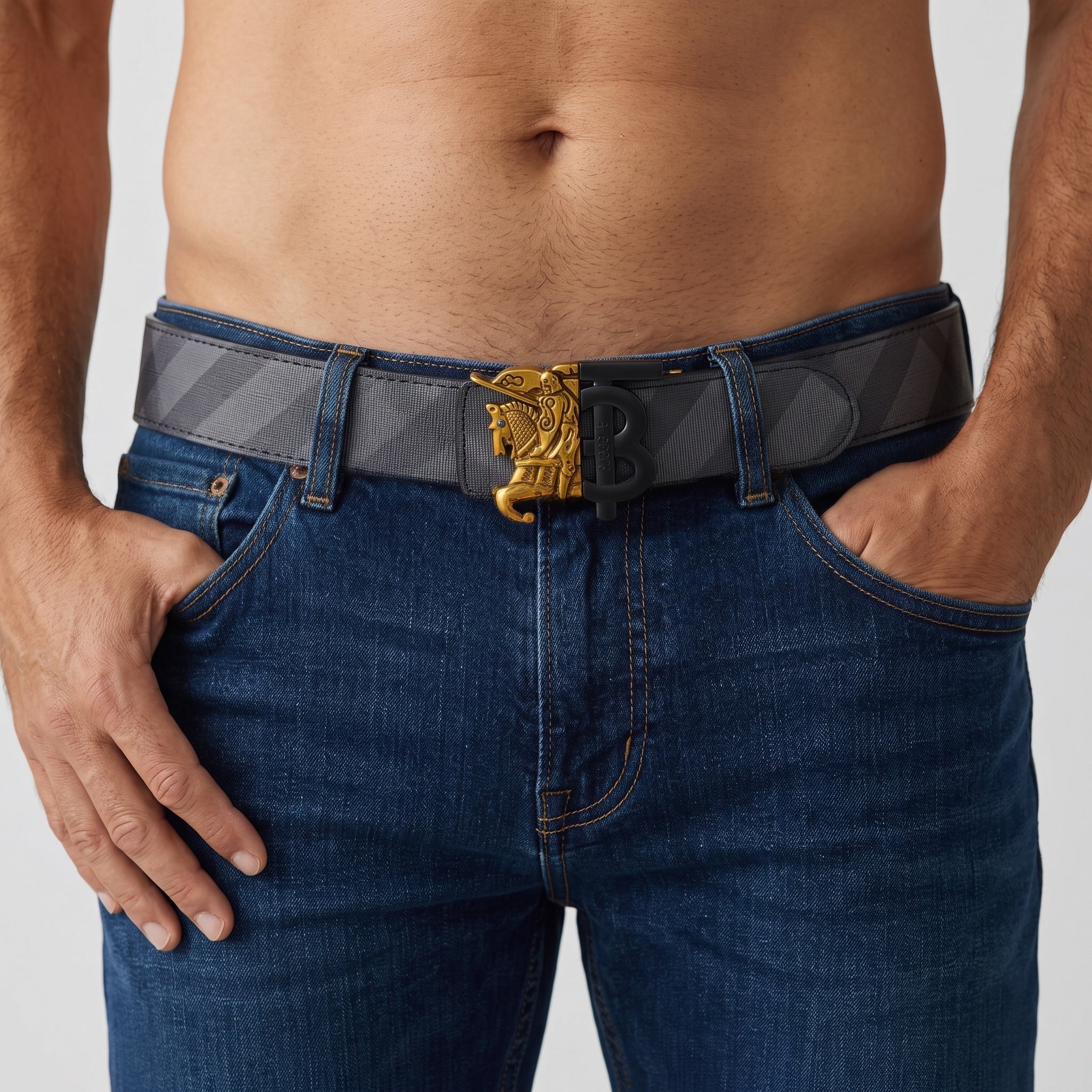 Burberry Belt β Grey Diagonal Monogram π 120 cm