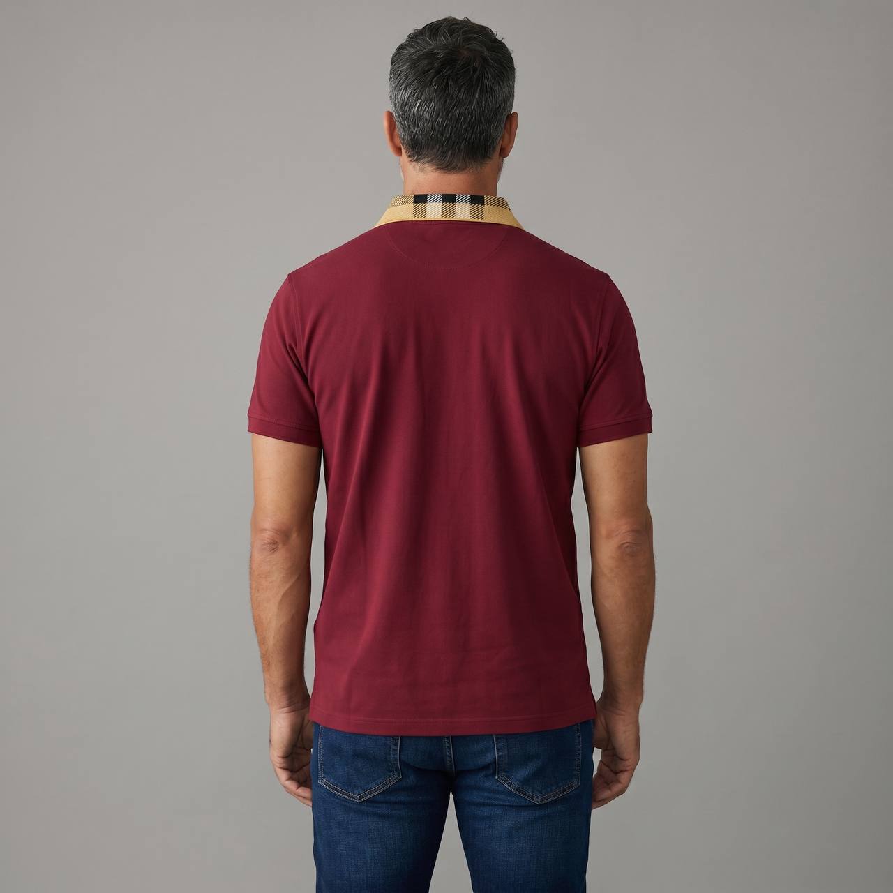 Burberry Check Collar Polo Shirt β Burgundy Heritage Edition β€οΈβ¨