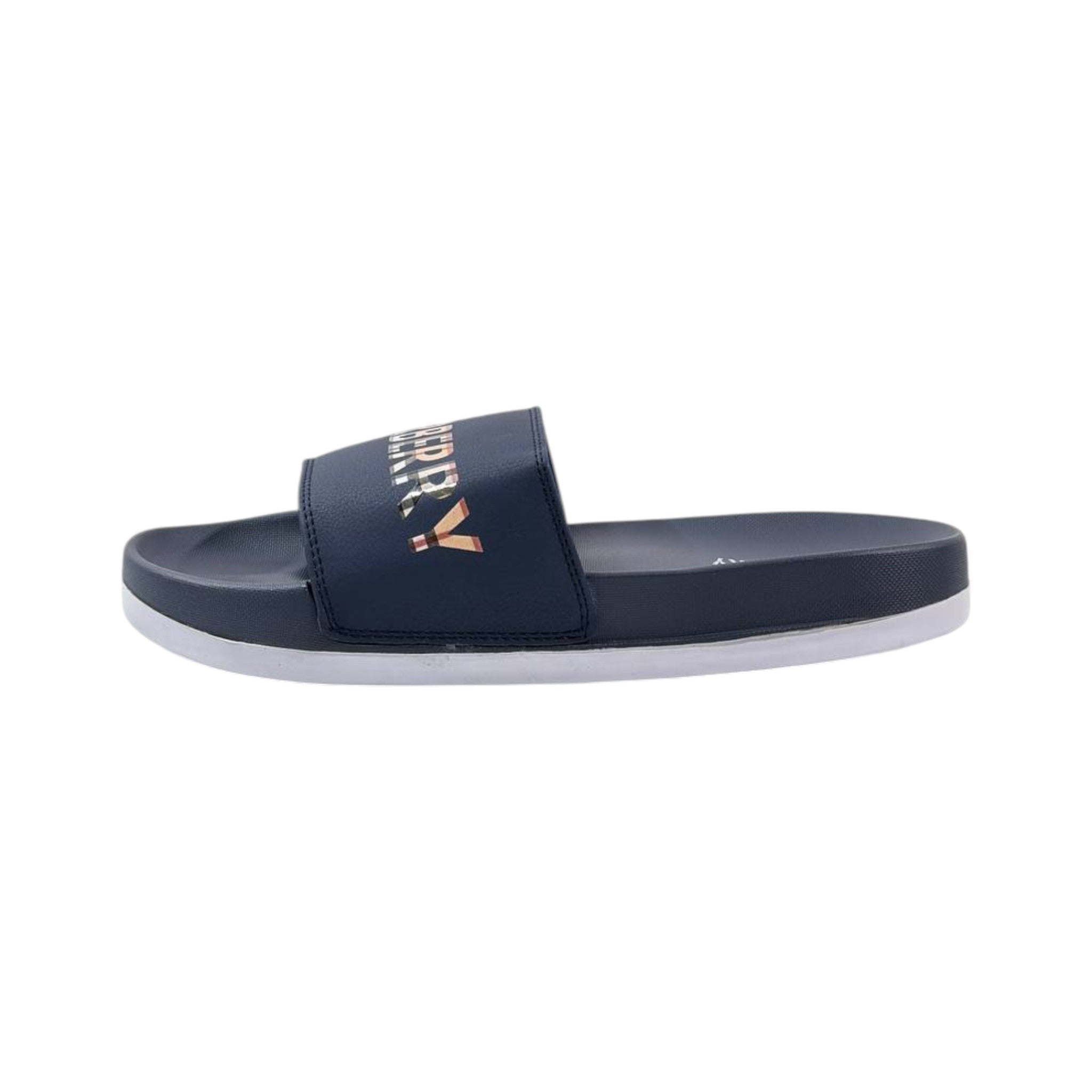 Burberry Check Logo Slides β Midnight Navy Edition πβ¨