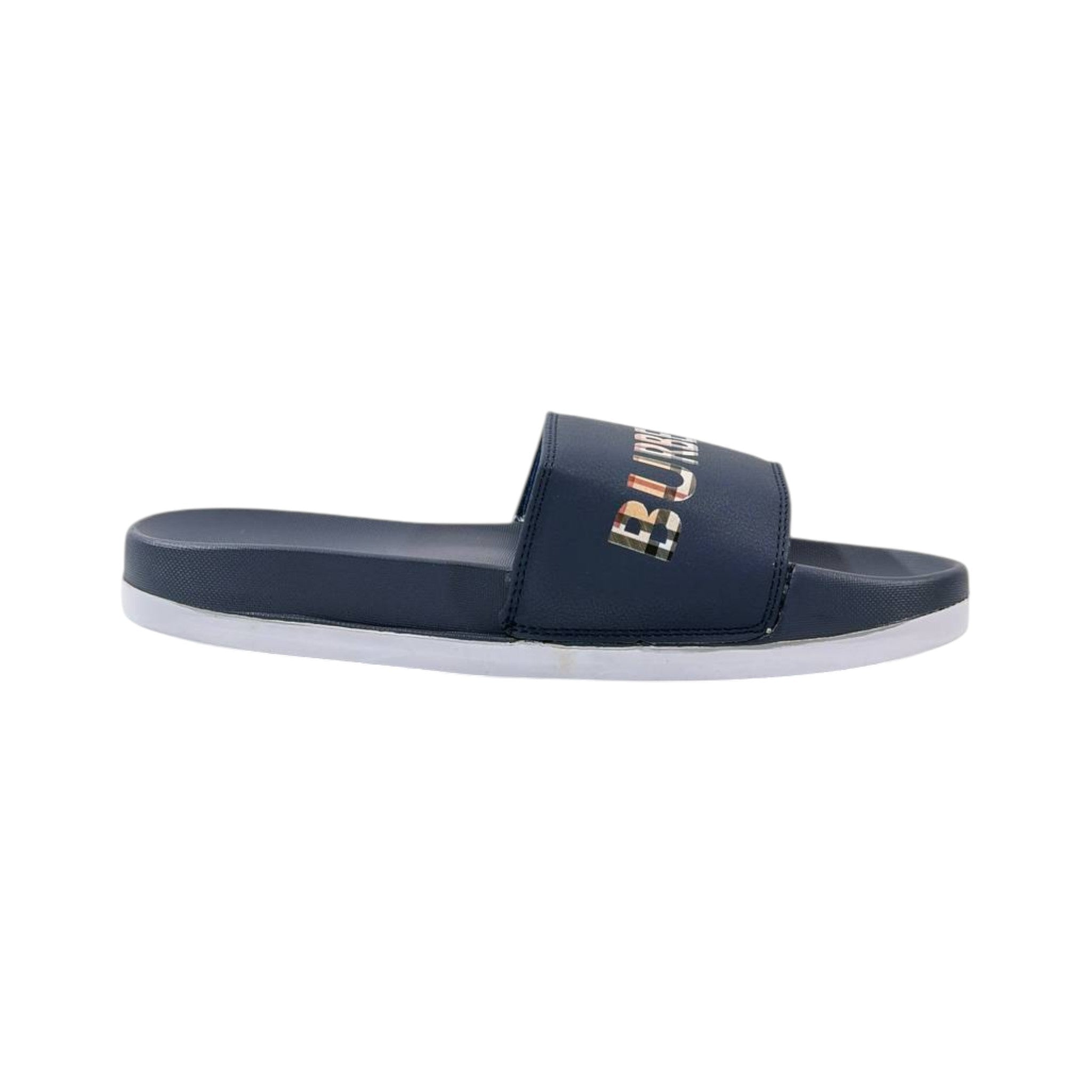 Burberry Check Logo Slides β Midnight Navy Edition πβ¨
