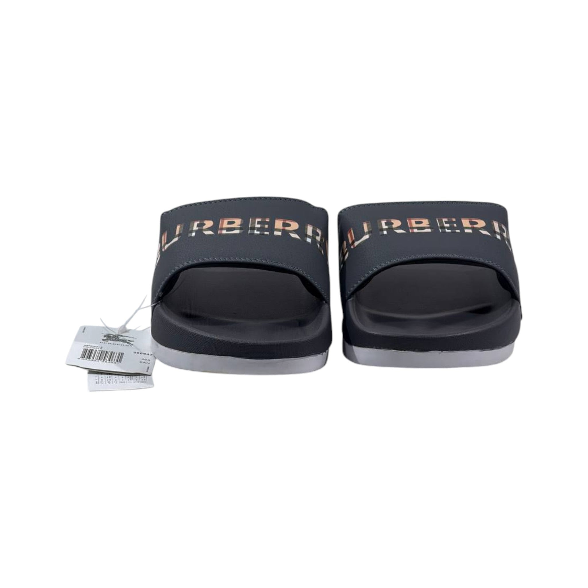 Burberry Check Logo Slides β Triple Black Edition π€β¨