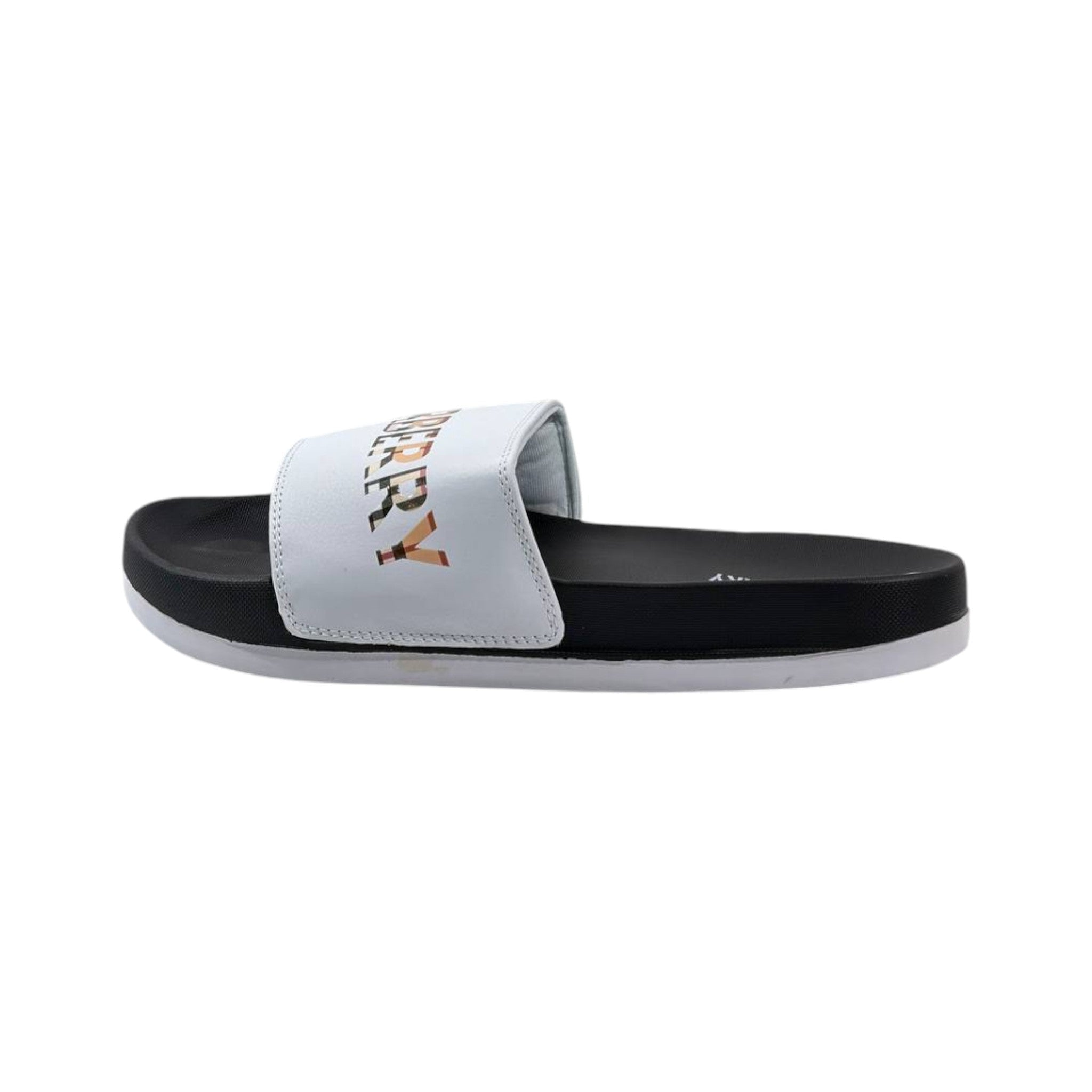 Burberry Check Logo Slides β White Edition π€β¨