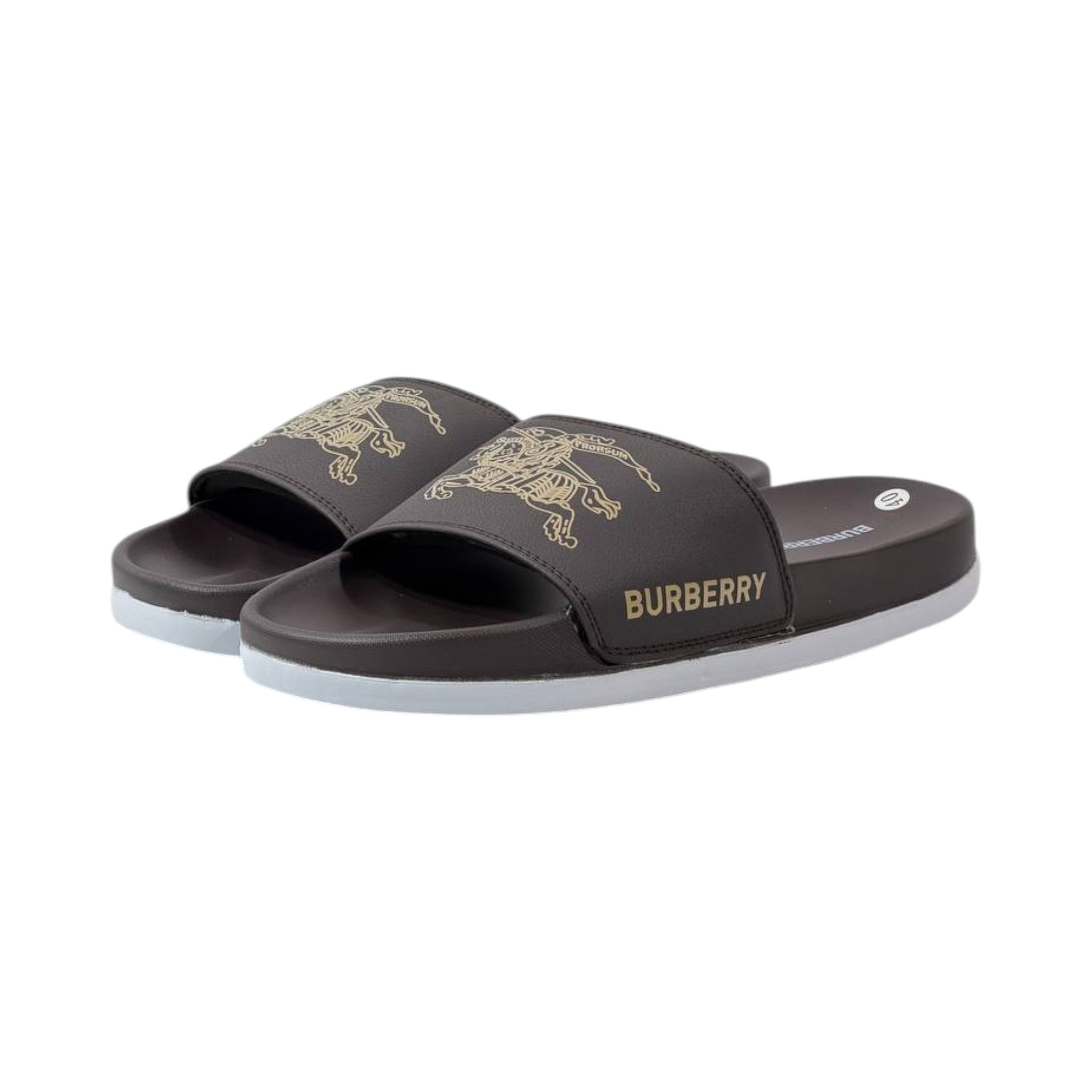 🩴 Burberry Equestrian Knight Slides – Dark Brown Luxury Edition 🤎✨