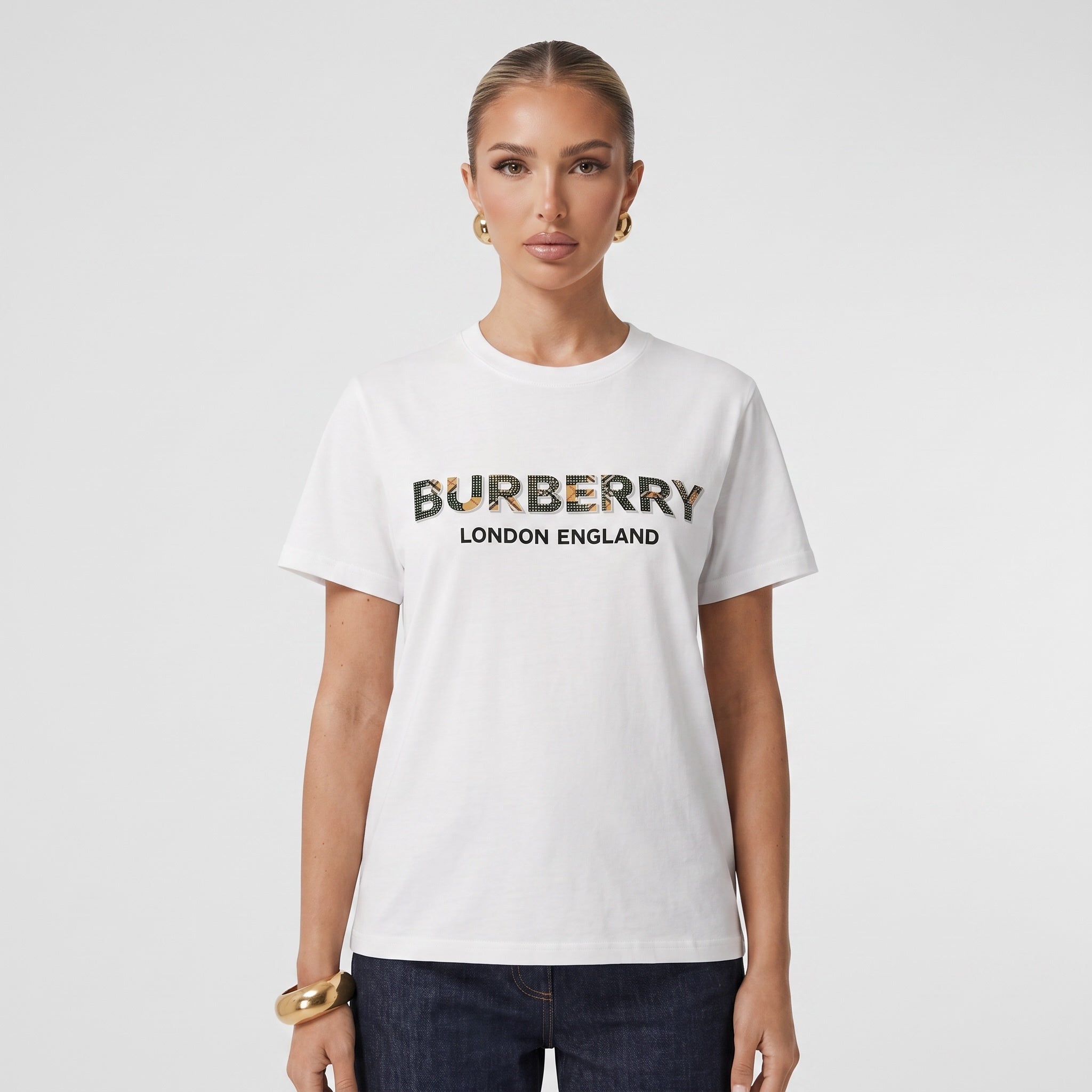 Burberry Logo T‑Shirt – White Graphic Tee 👕✨one size