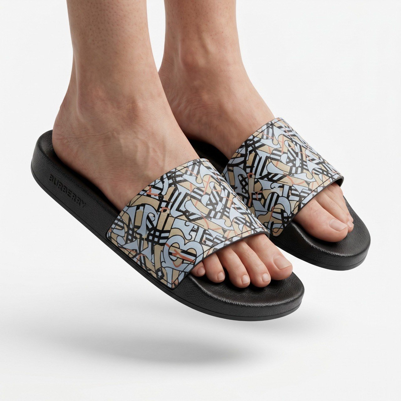 Burberry Monogram Print Slide Sandals β Luxury Designer Women's Comfort Slides
