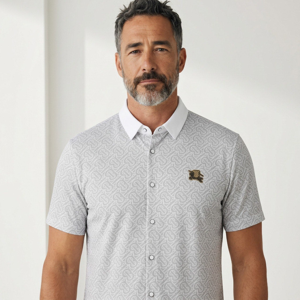 ✨ Burberry Monogram Signature Short Sleeve Shirt – Luxury Smart Casual Edition
