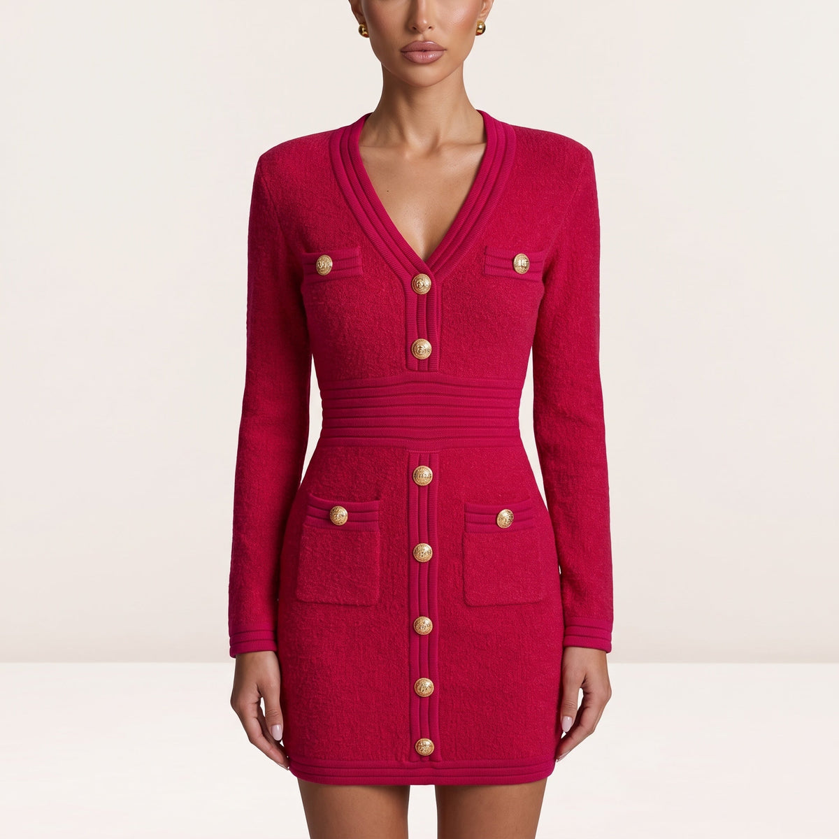 Balmain Cardigan Dress — Fuchsia & Red