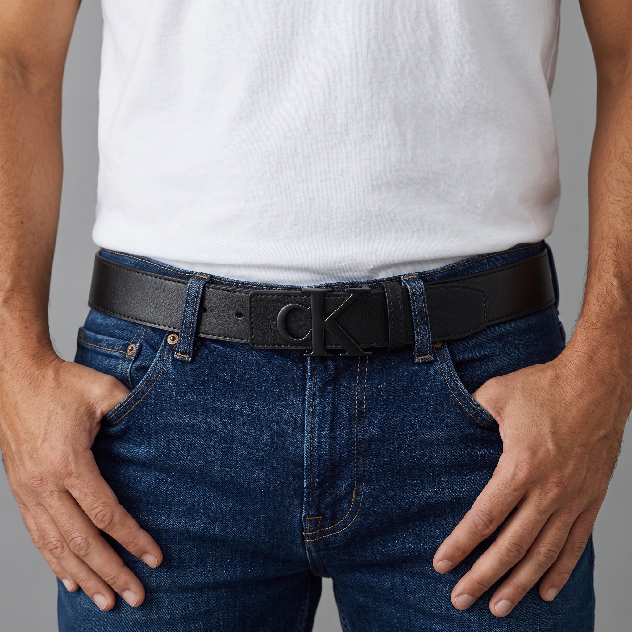 Calvin Klein Men's Belt β Black CK Logo π€ 115 cm