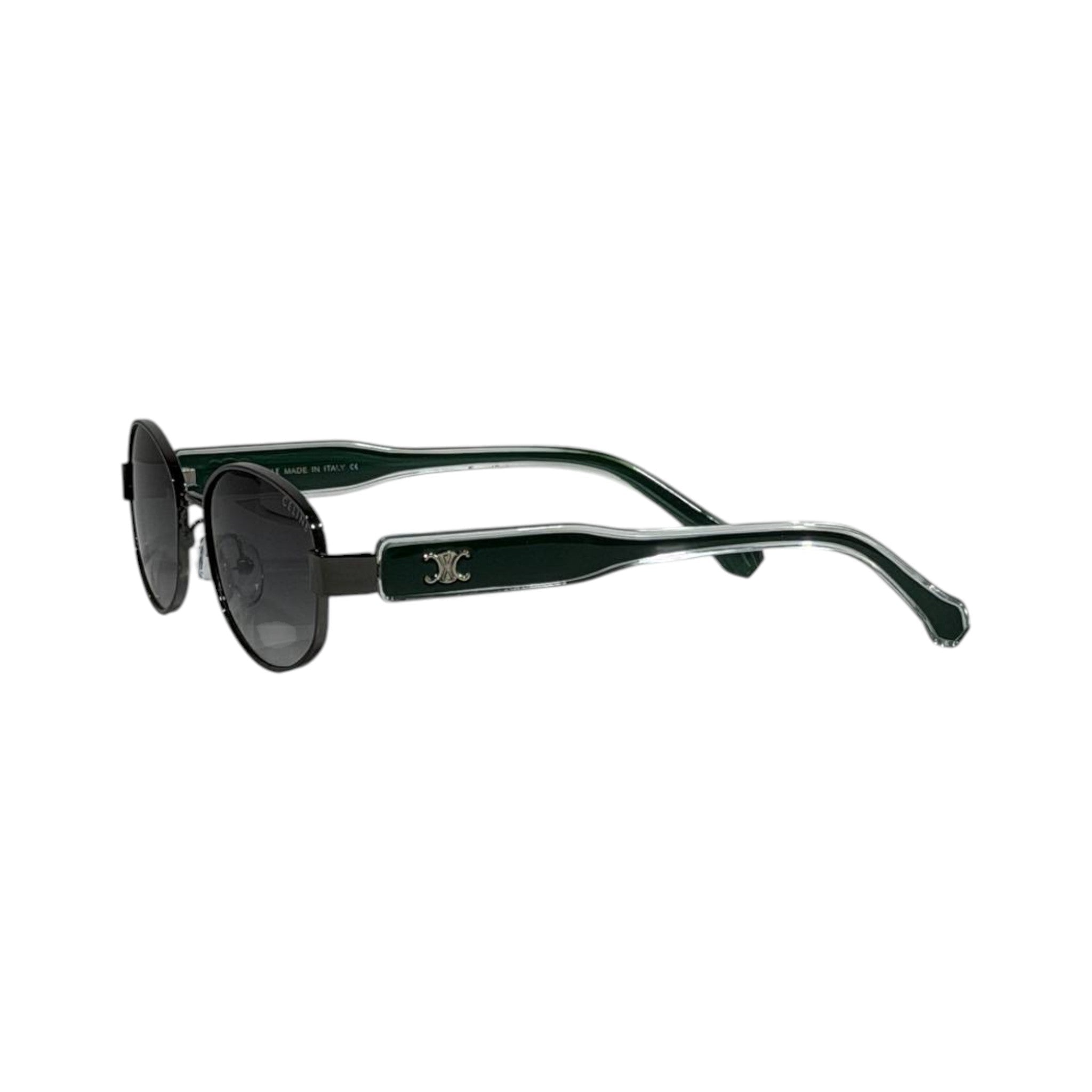Celine Round Sunglasses πΆοΈ | Black Frame with Green Arms