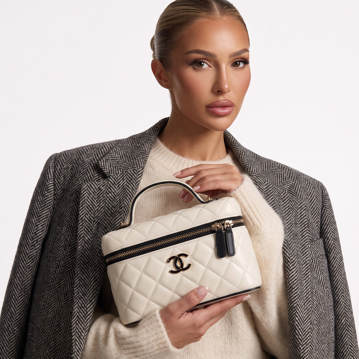 Chanel Vanity Case Quilted Bag β Cream