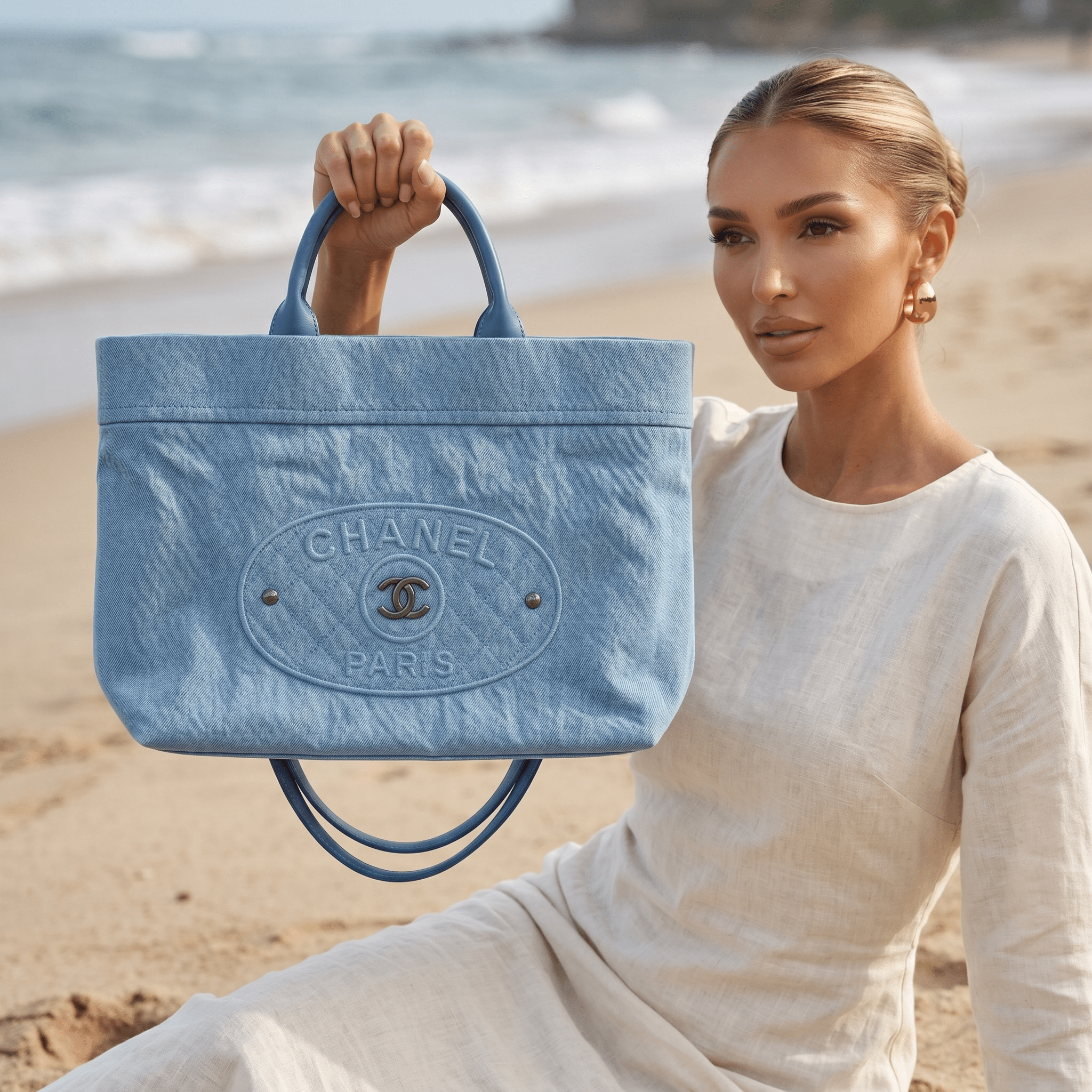 Chanel Denim Beach Tote Bag 💙🏖️✨