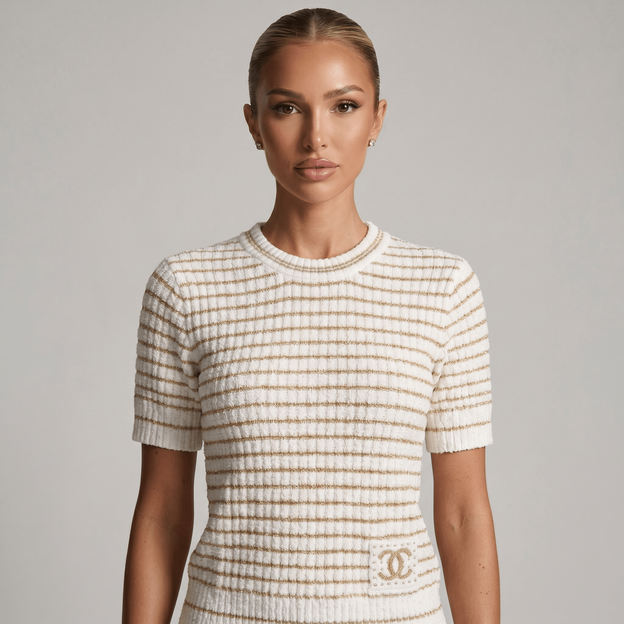 π€ Chanel Metallic Stripe Knit Top