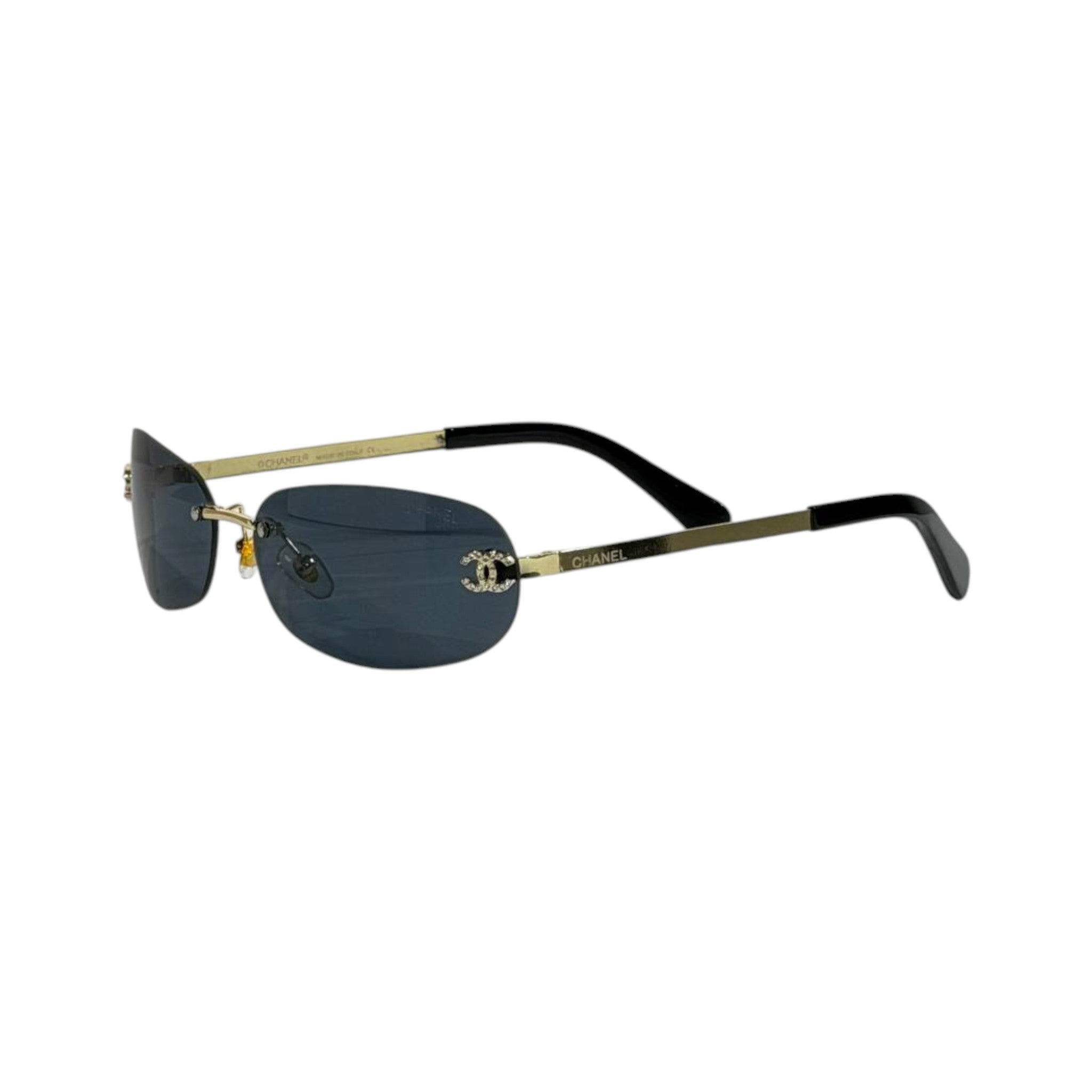 Chanel Rimless Rectangular Sunglasses πΆοΈ | Gold Frame CC Logo Eyewear