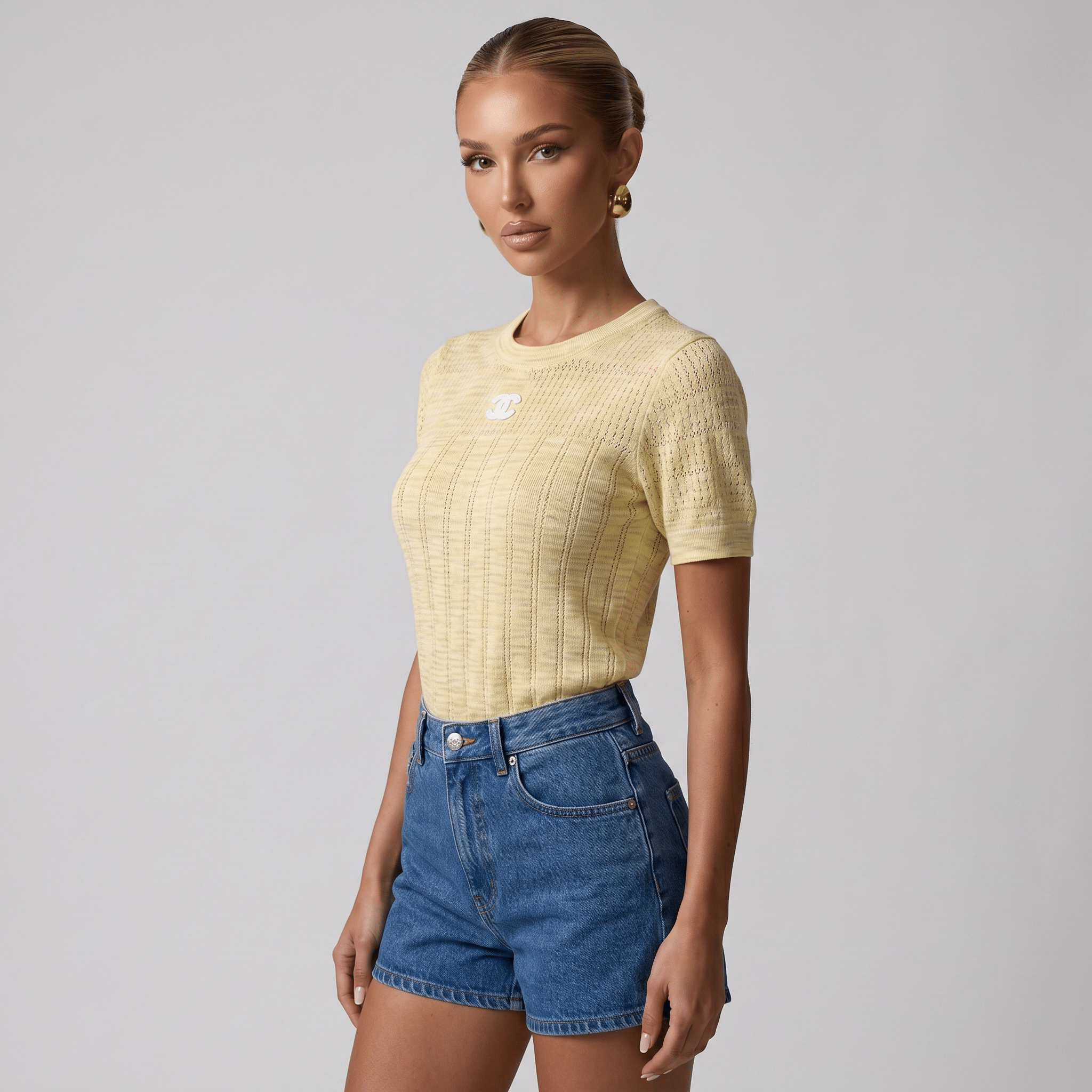 π Chanel Textured Knit Top β Butter Yellow