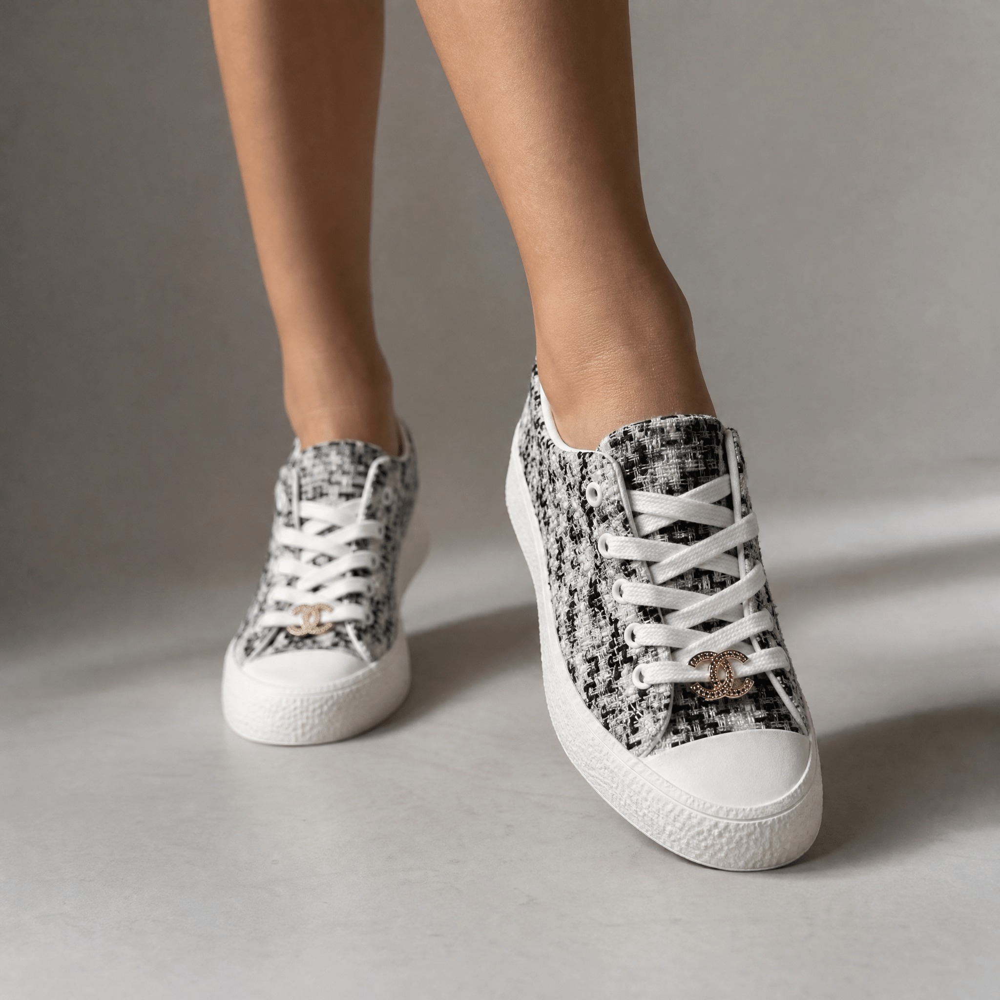 Chanel Tweed Platform Sneakers β Black & White Luxe Edition π€π€
