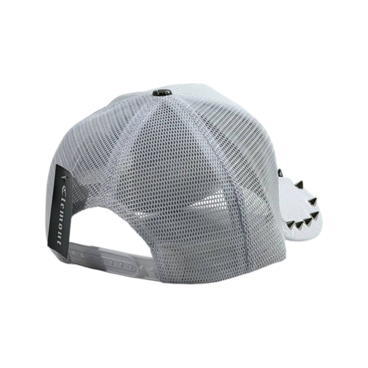 π€ Clemont White Studded Trucker Cap | Gothic Logo Streetwear Hat π§’