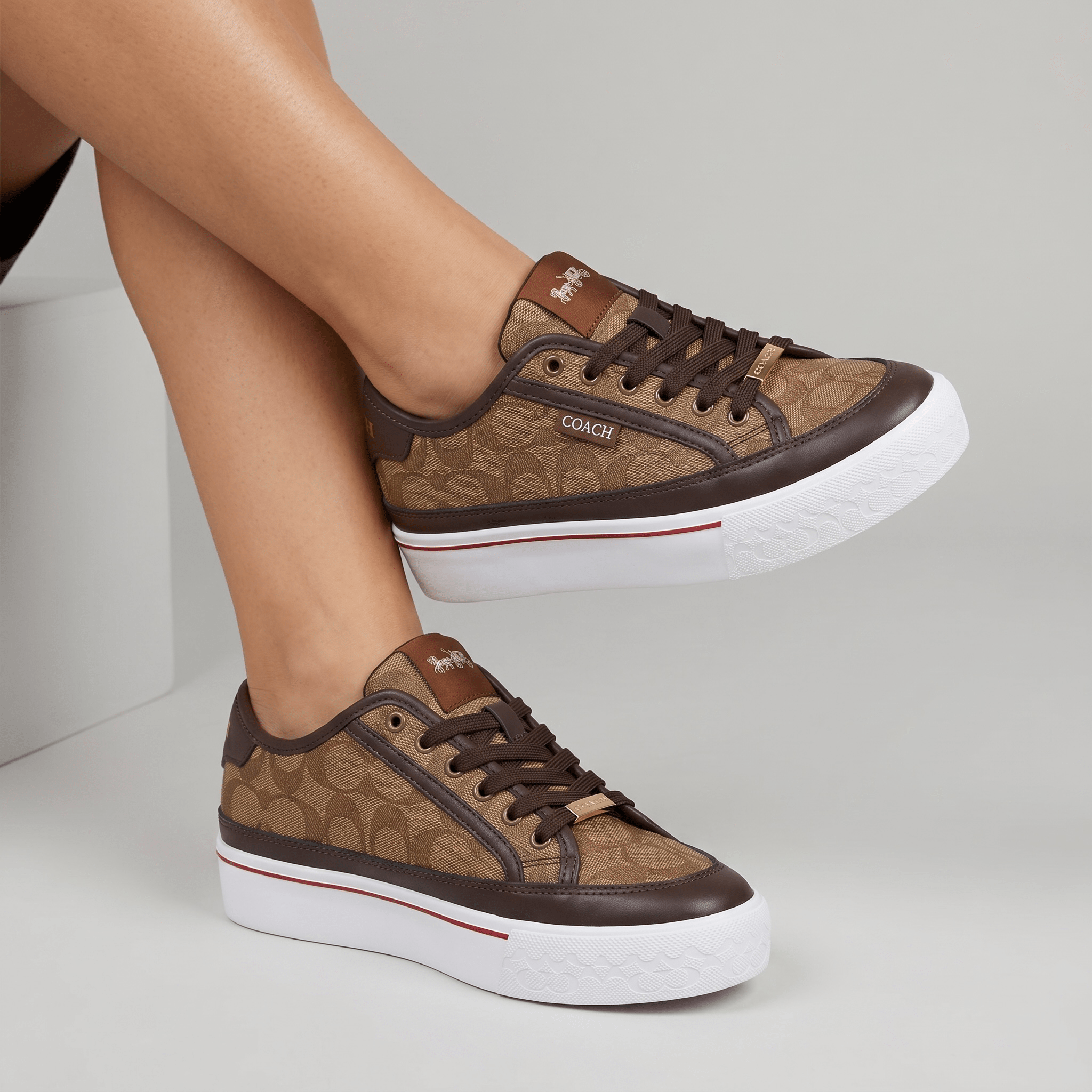 Coach Platform Signature Sneakers β Brown Monogram Edition π€β¨