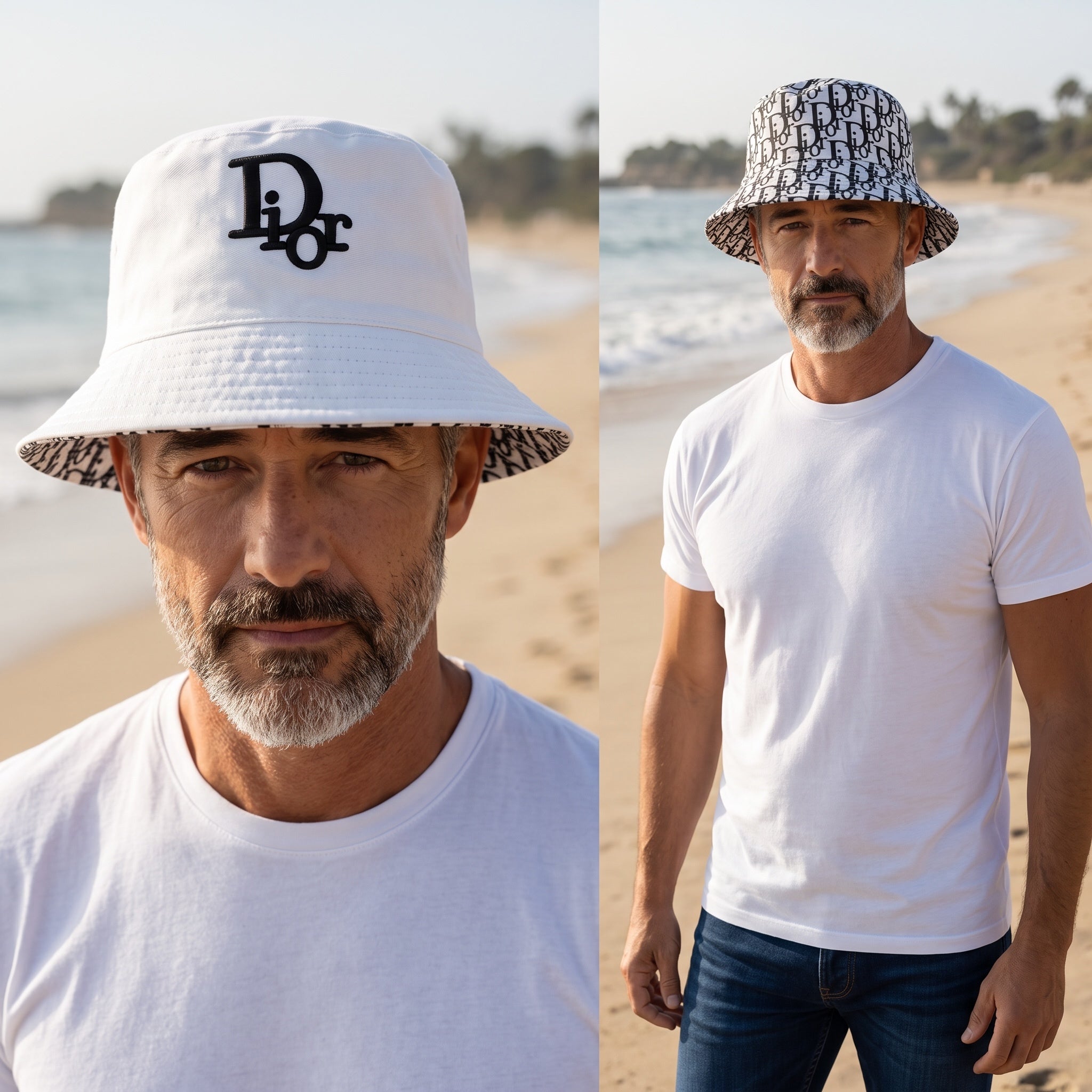 Dior Reversible Bucket Hat β White Oblique Logo π€π§’