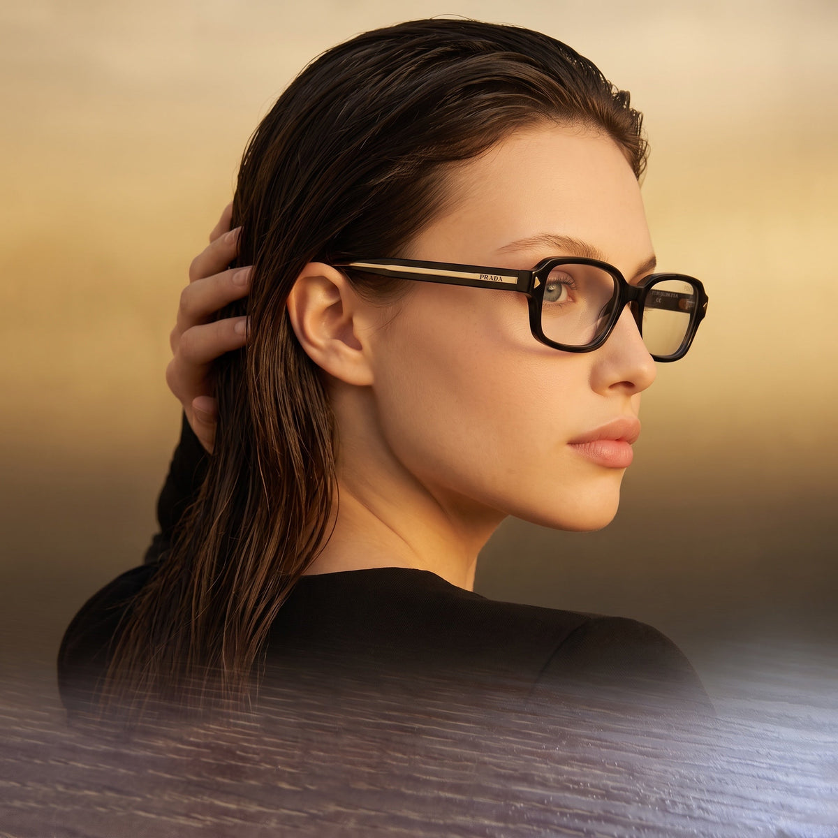 Prada Glasses β Black Gold Trim Eyewear πΆοΈ