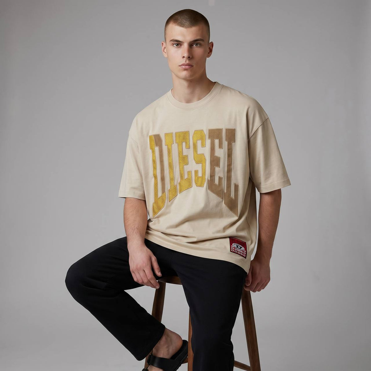 Diesel Oversized Varsity Logo T-Shirt β Sand Beige β‘π€