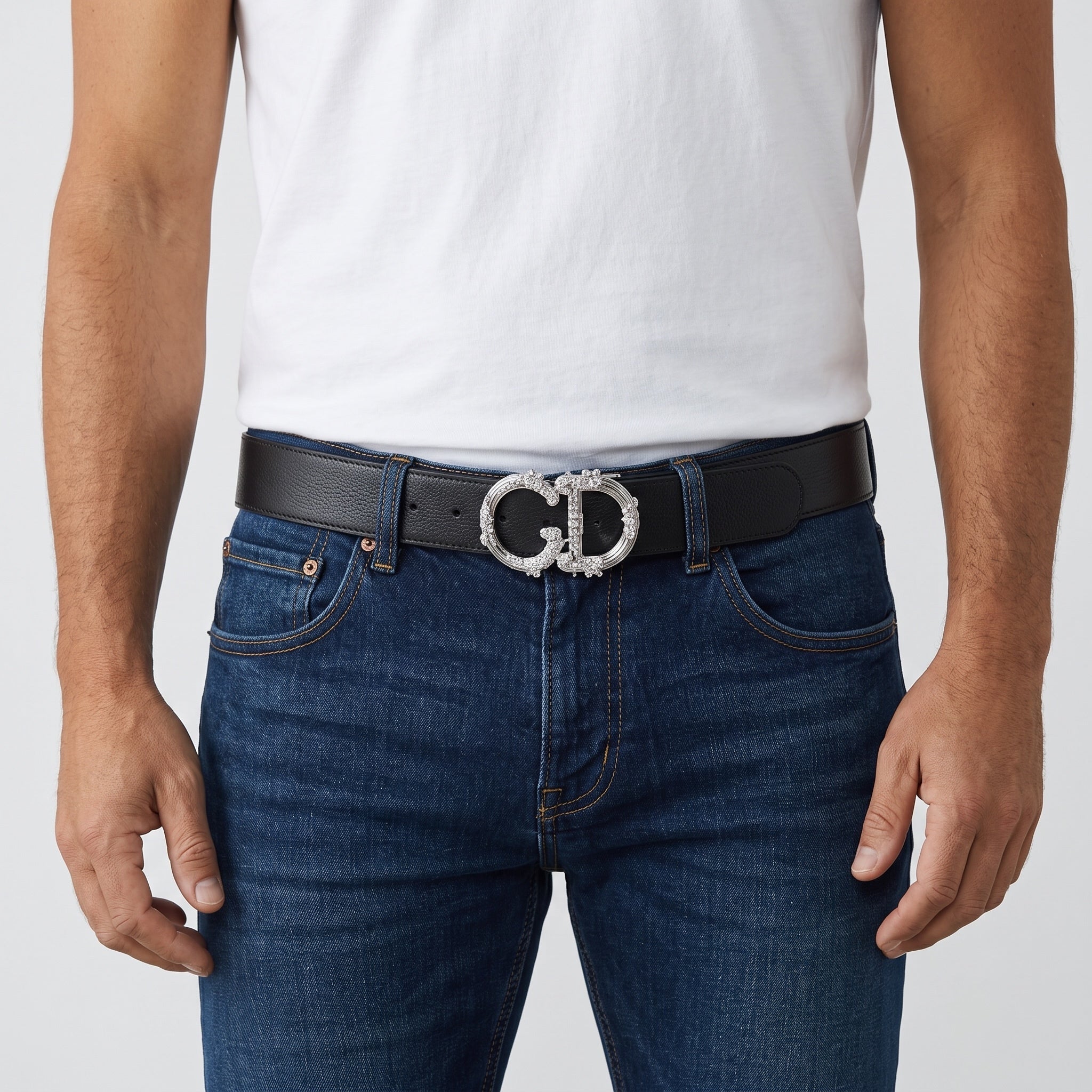 Dior Belt β Black DG Crystal Buckle π