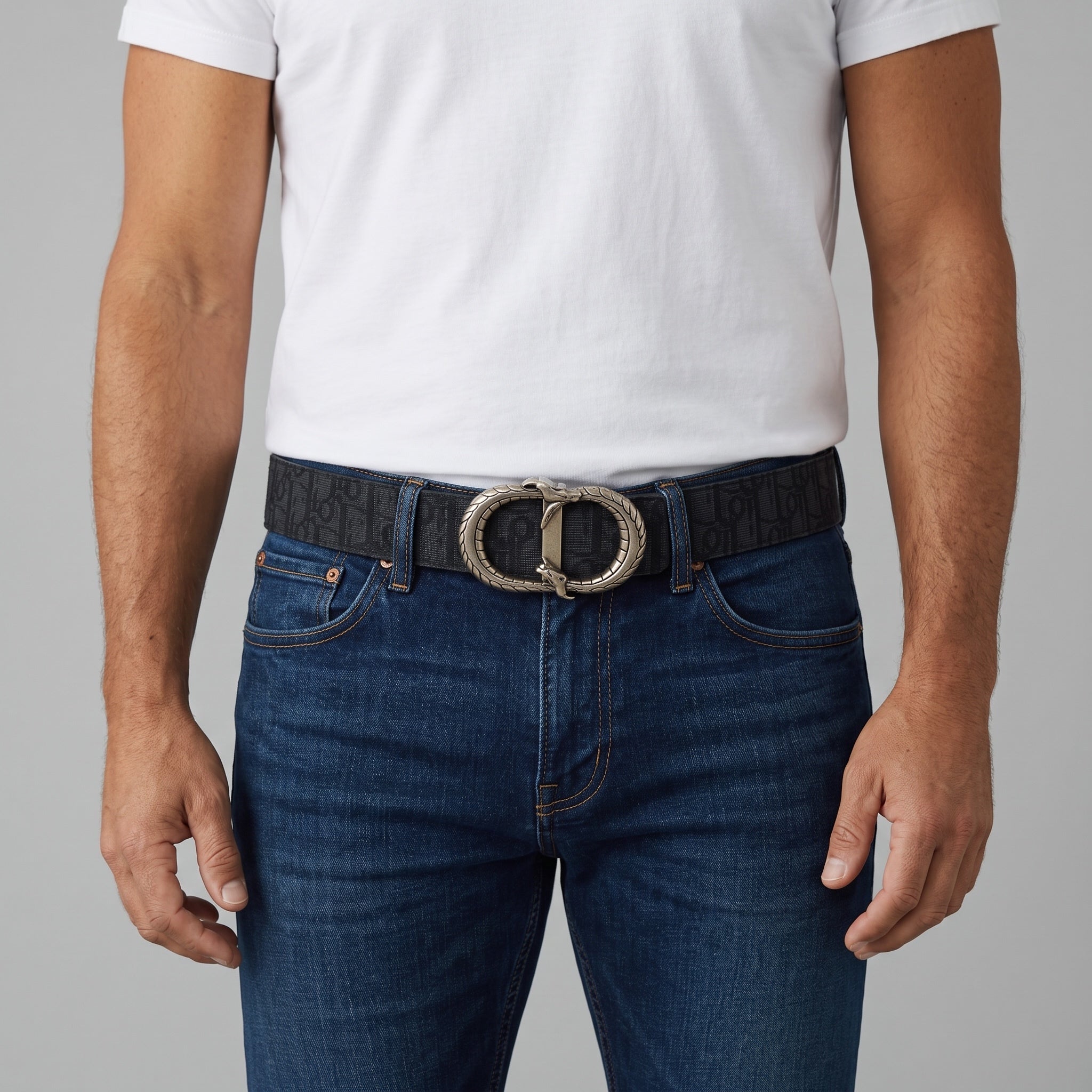 Dior Belt β Black Oblique Snake Buckle ππ€ 120 cm