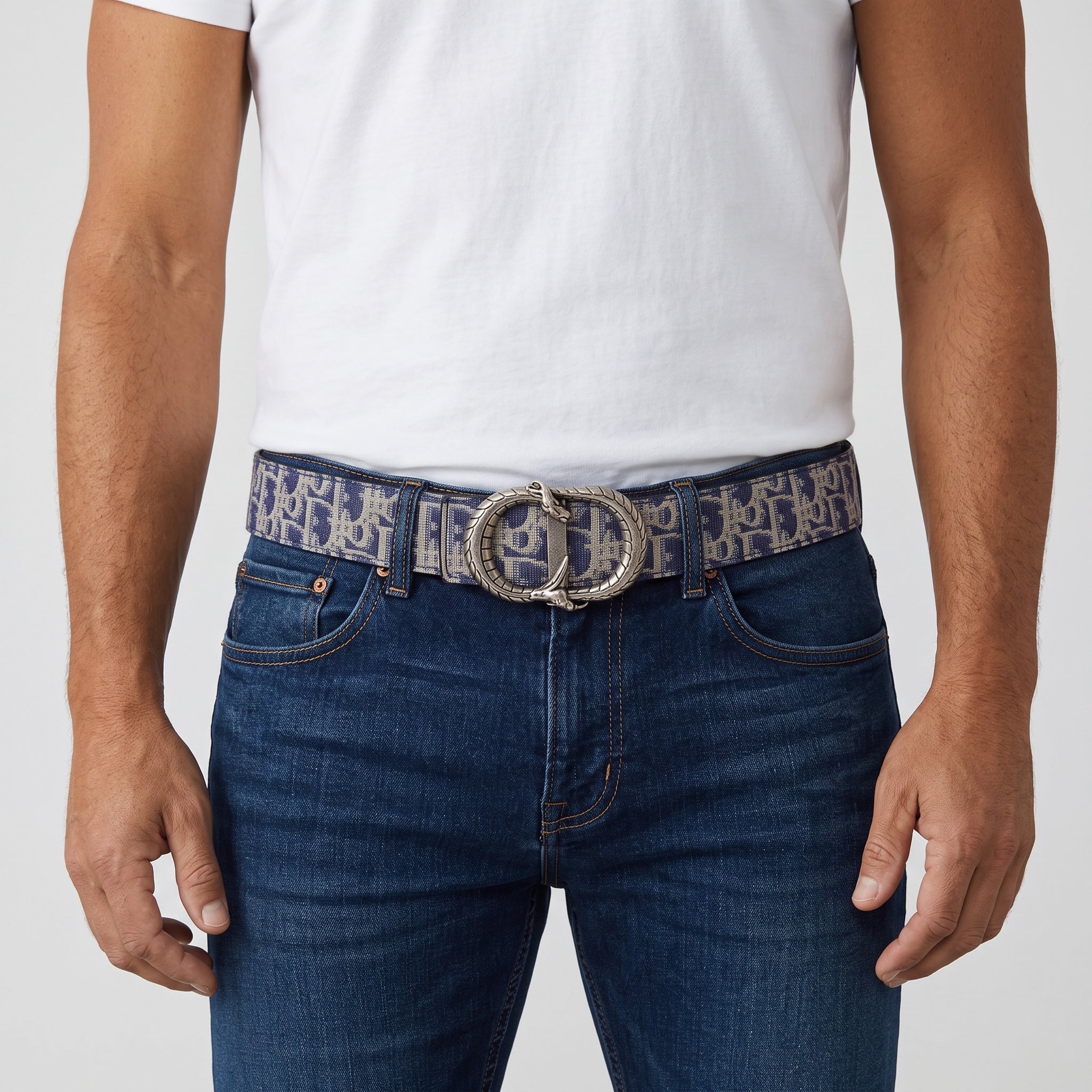 Dior Belt β Blue Oblique Jacquard π 120 cm