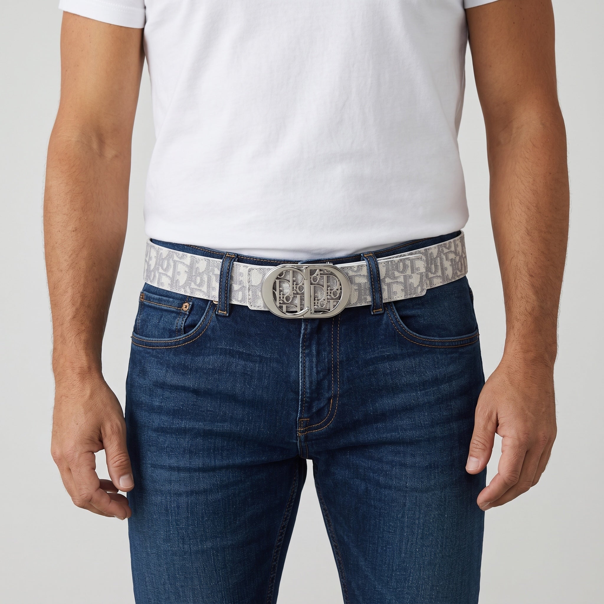 Dior Belt β Grey Monogram Canvas CD Buckle β¨π120 cm