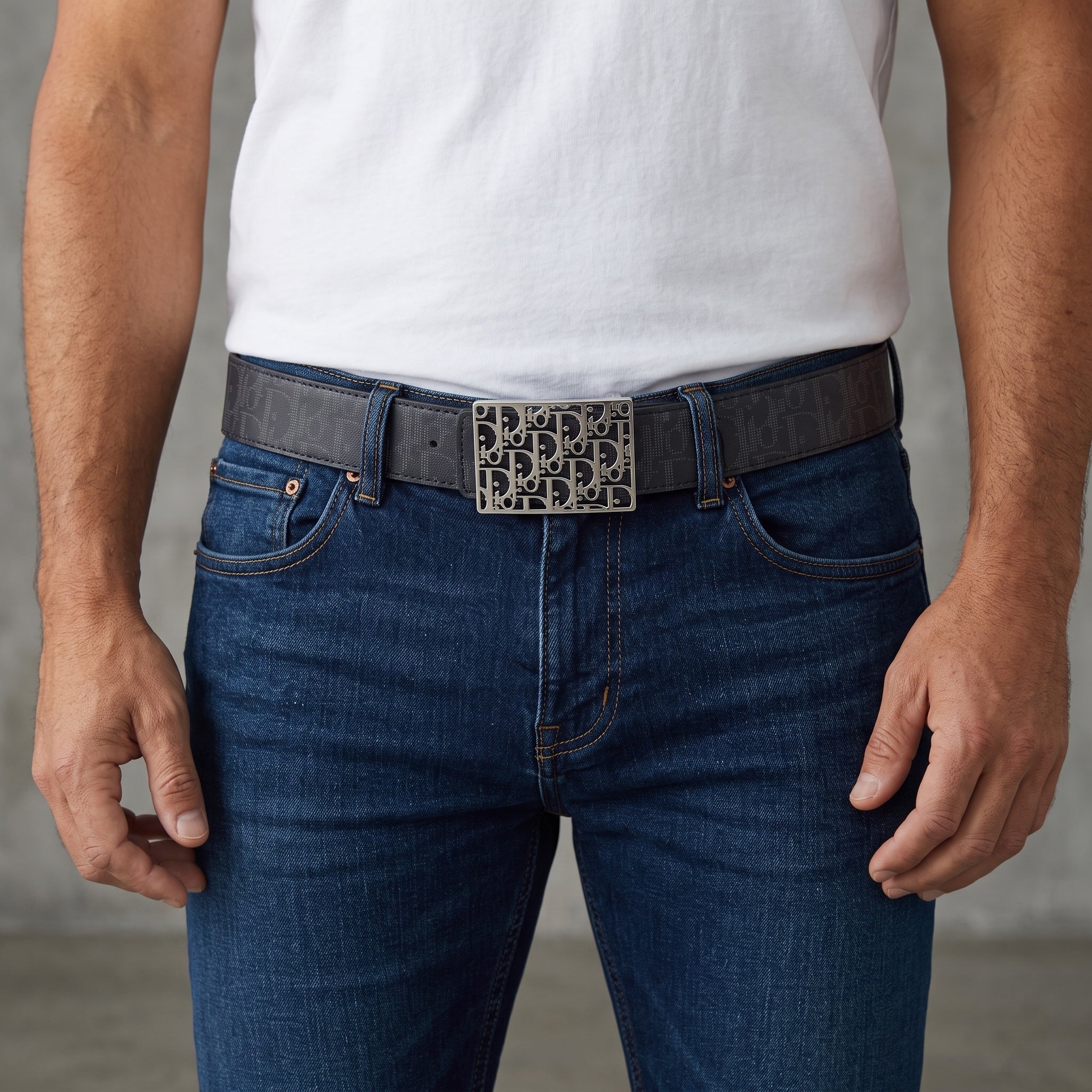 Dior Belt β Grey Monogram Metal Buckle πͺ 115 cm