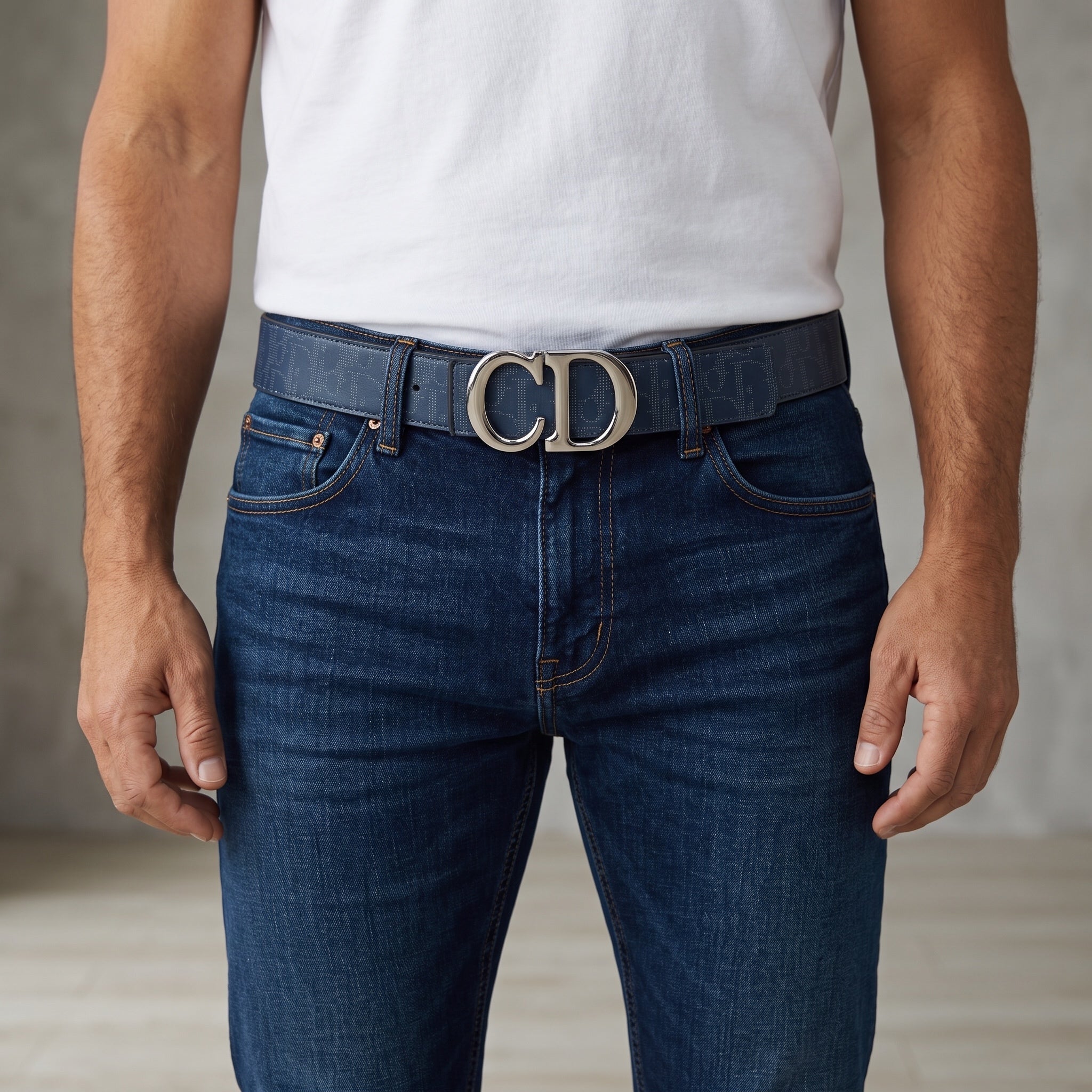 Dior Belt – Navy CD Buckle ⚜️ 115 cm