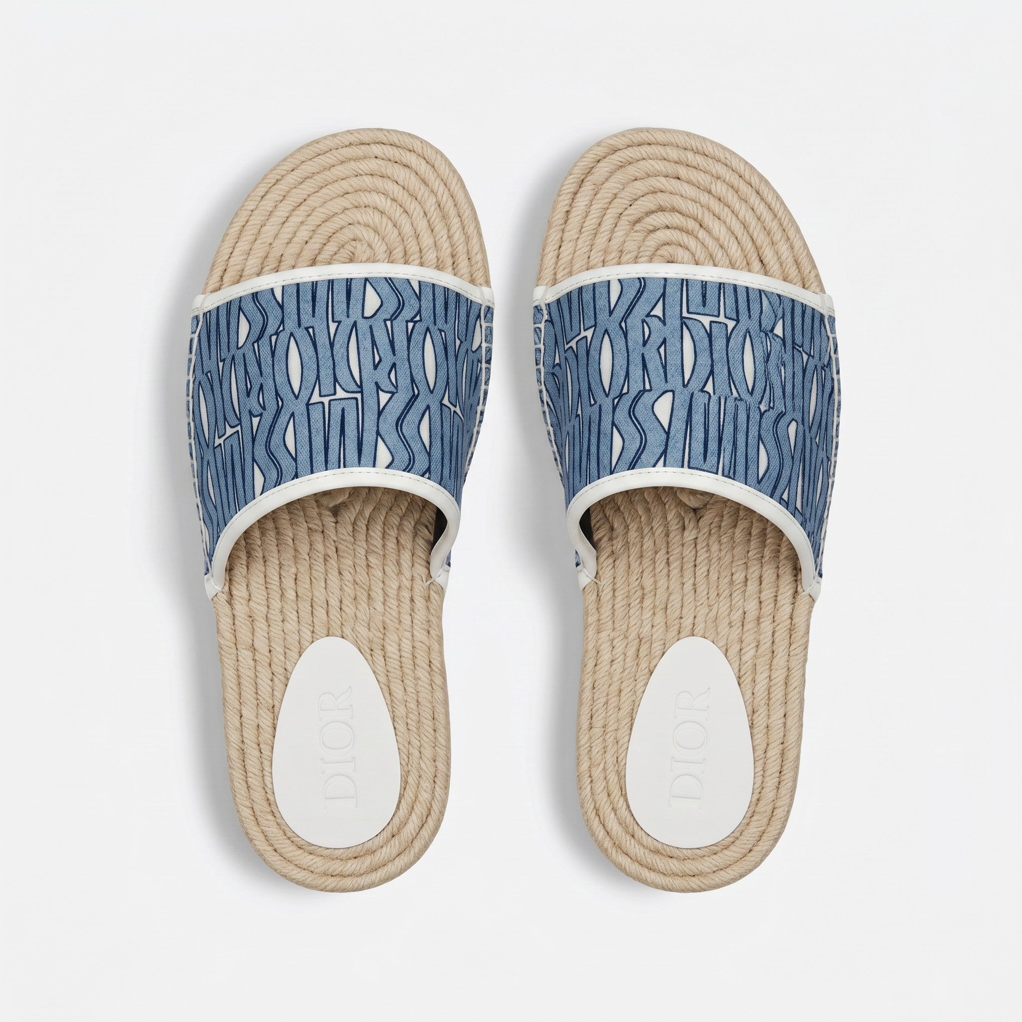 Dior Blue Oblique Rope Sole Slide Sandals