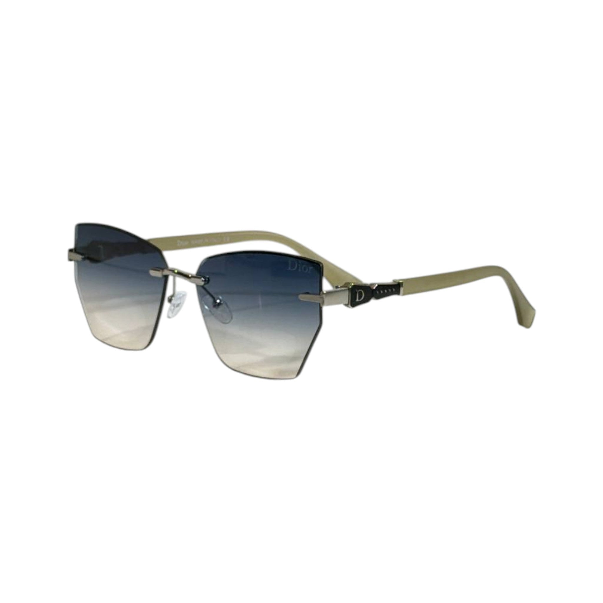 Dior Rimless Geometric Sunglasses πΆοΈ | Gold Frame Blue Gradient Lens