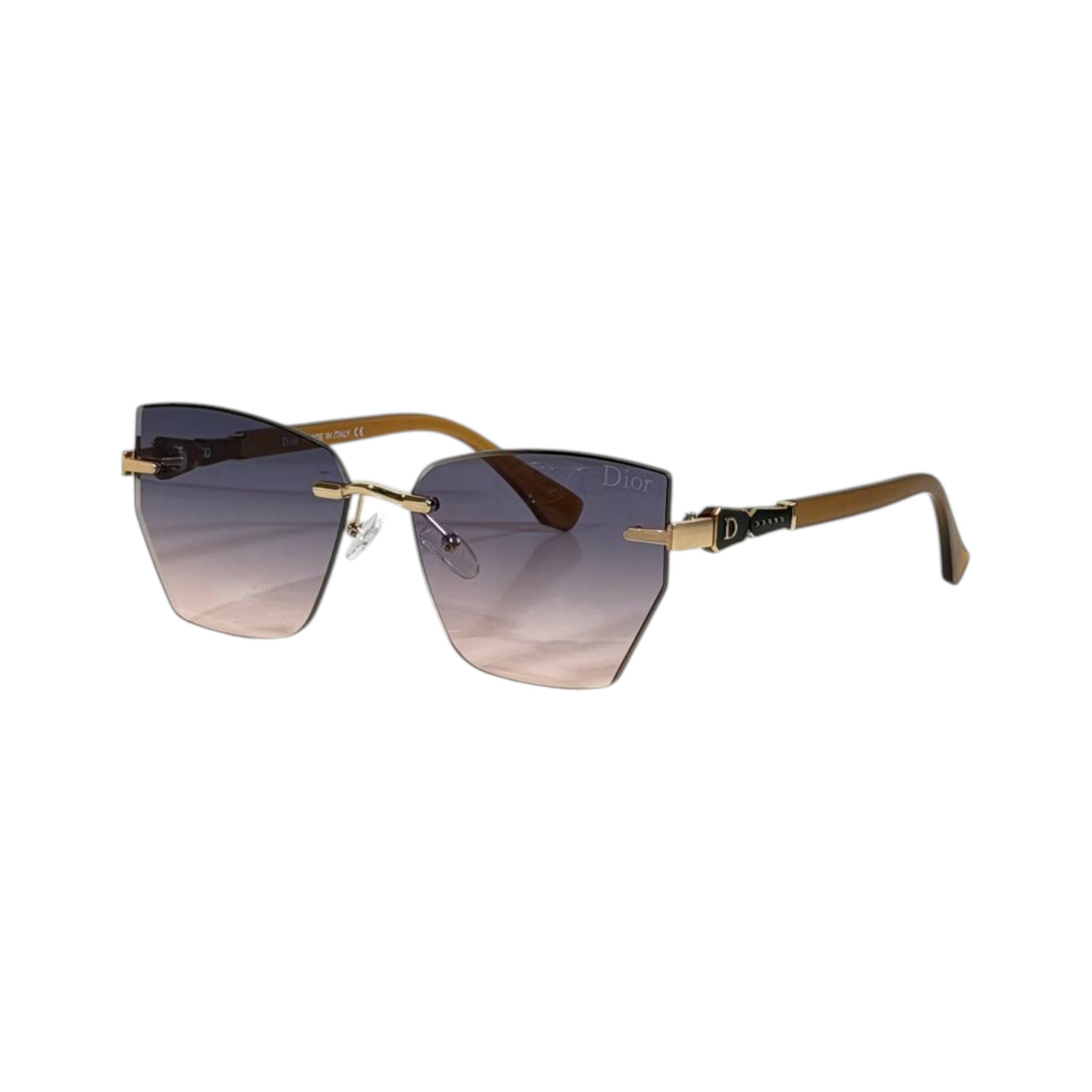 Dior Rimless Gradient Sunglasses ✨ | Gold Frame Luxury Edition