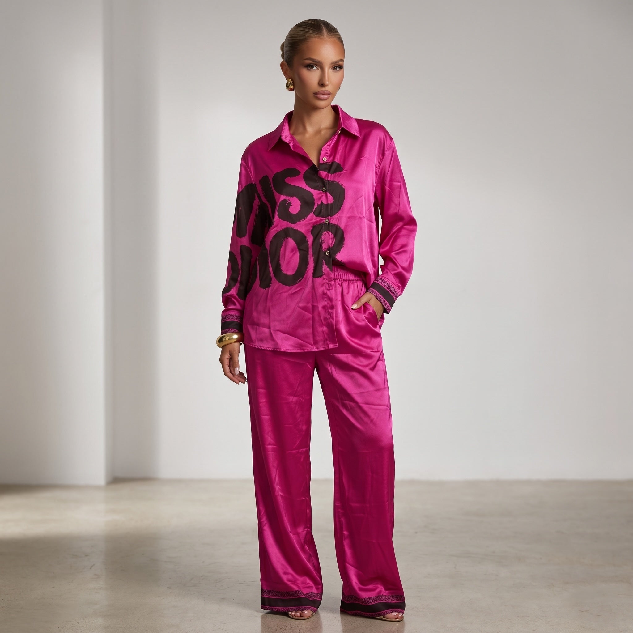 Dior Satin set β Fuchsia Graphic πone size