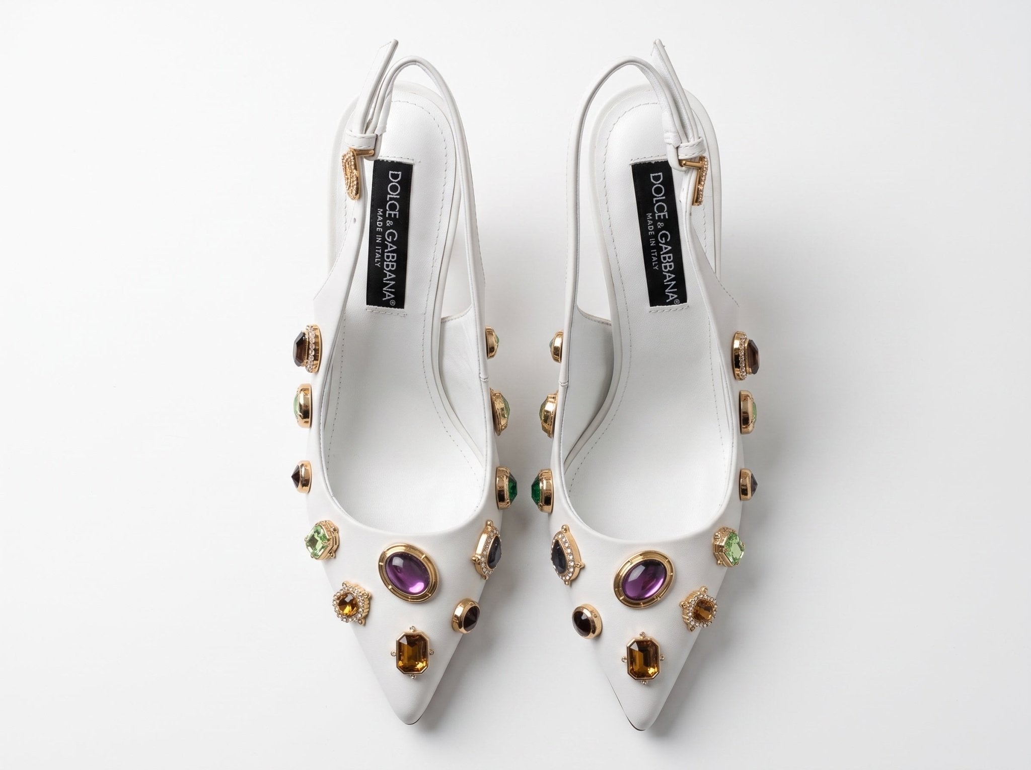 Dolce & Gabbana Jeweled Slingback โ White โจ๐