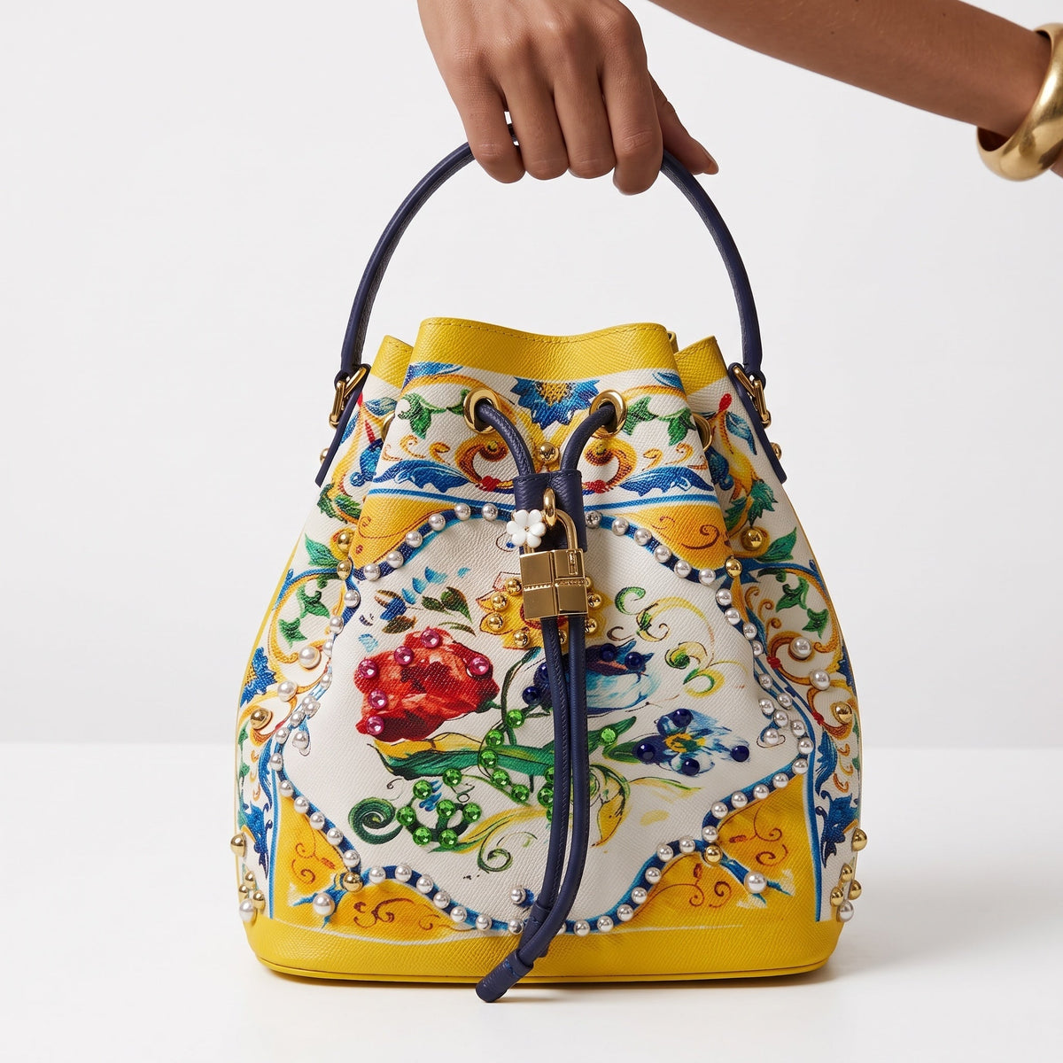 Dolce & Gabbana Majolica Bucket Bag β Yellow