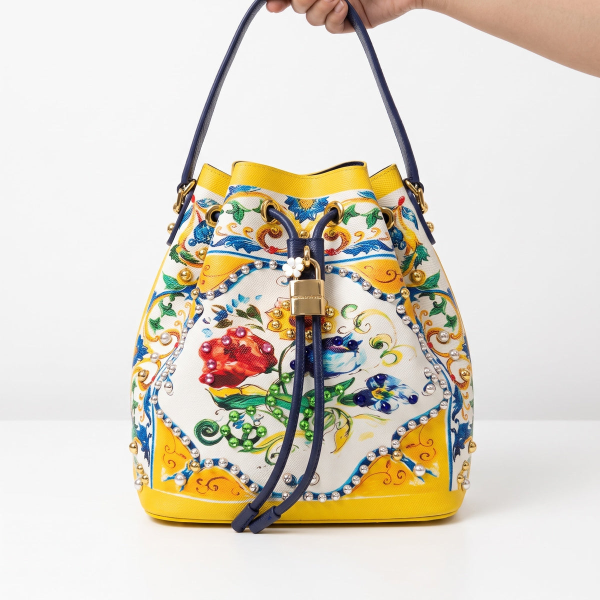 Dolce & Gabbana Majolica Bucket Bag β Yellow