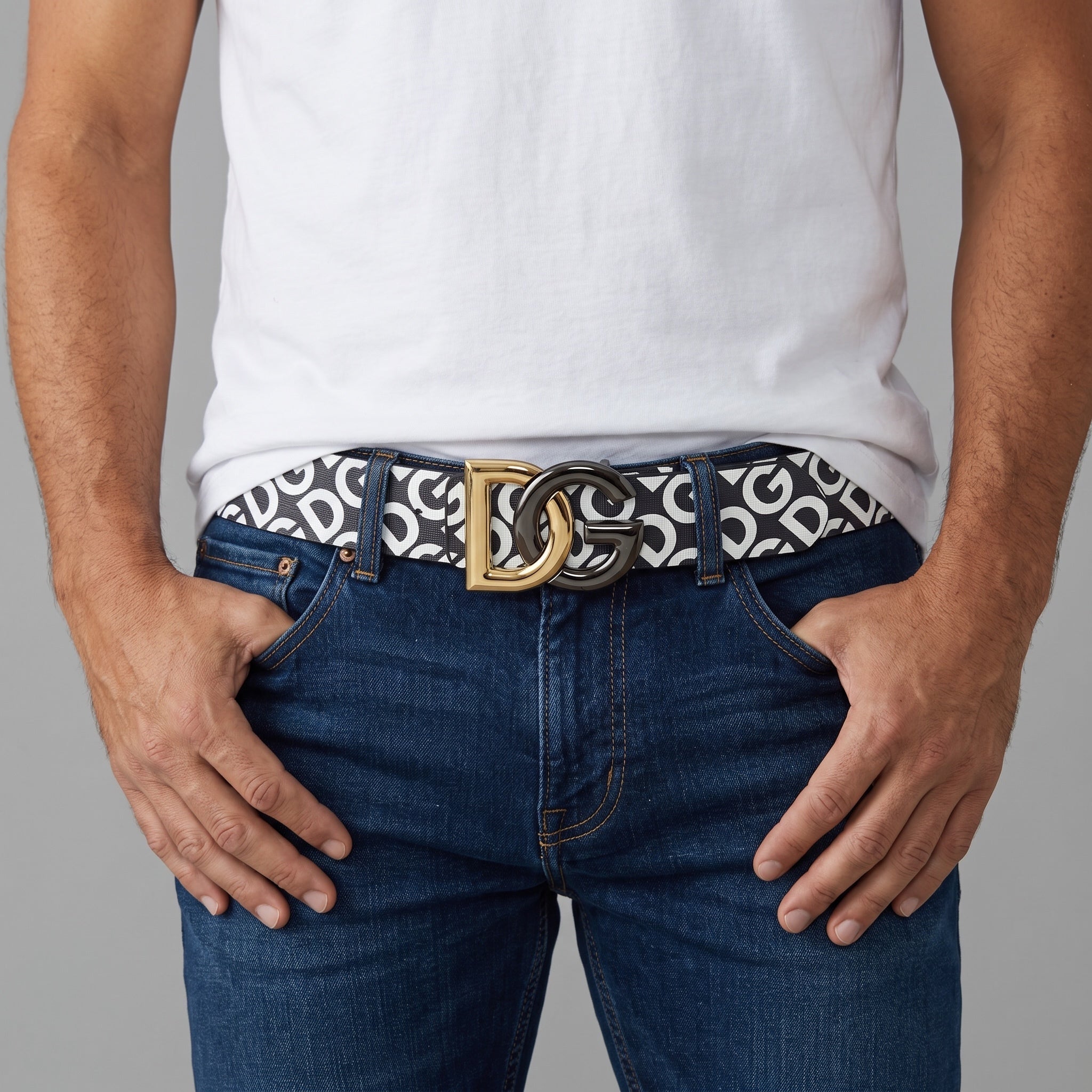 Dolce & Gabbana Monogram Belt – Black/White 🖤 110 cm