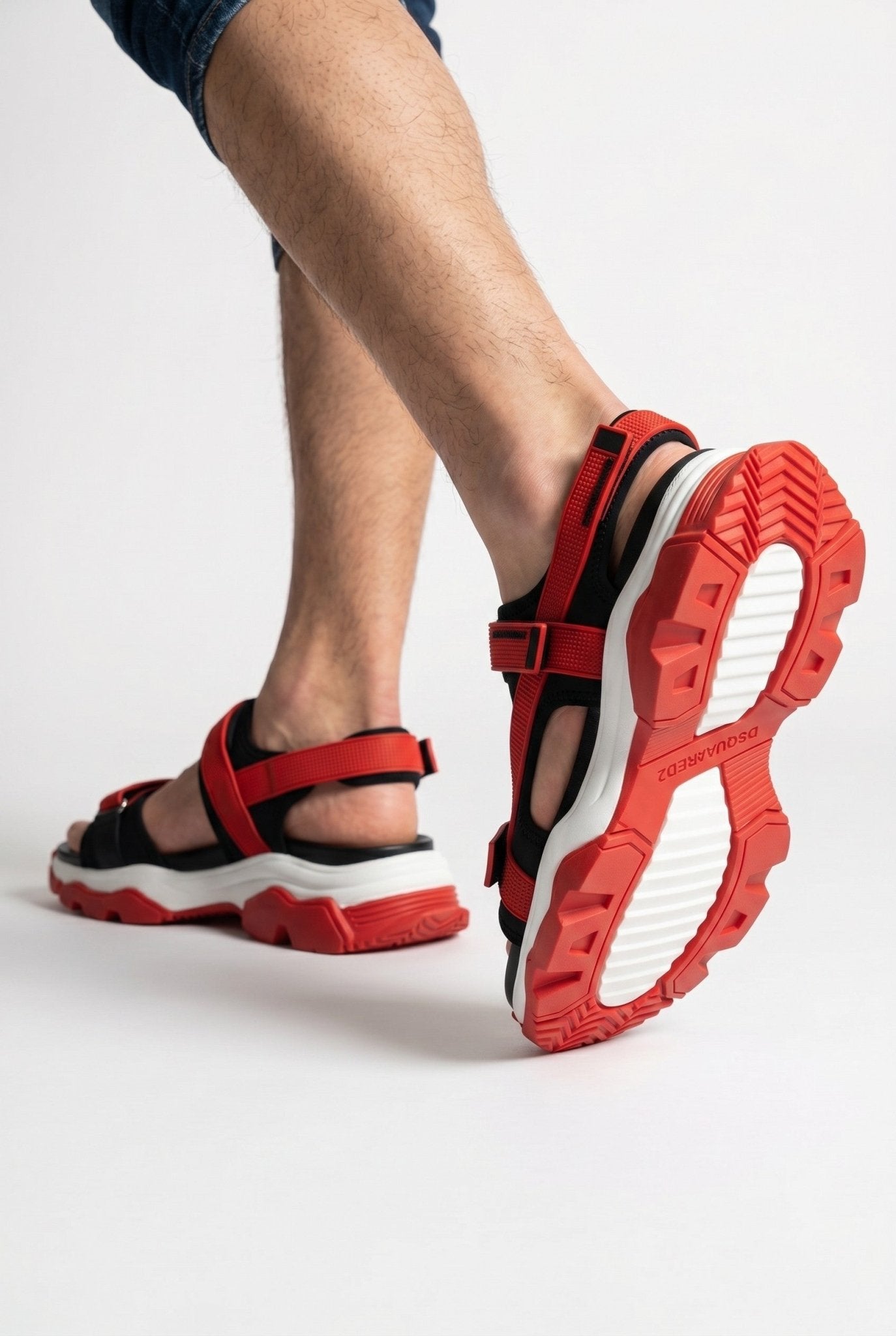 Dsquared2 Red & Black Sport Strap Sandals