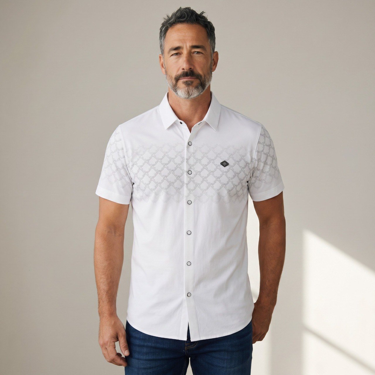 π€ Dunhill Signature Pattern Short Sleeve Shirt β Refined British Luxury