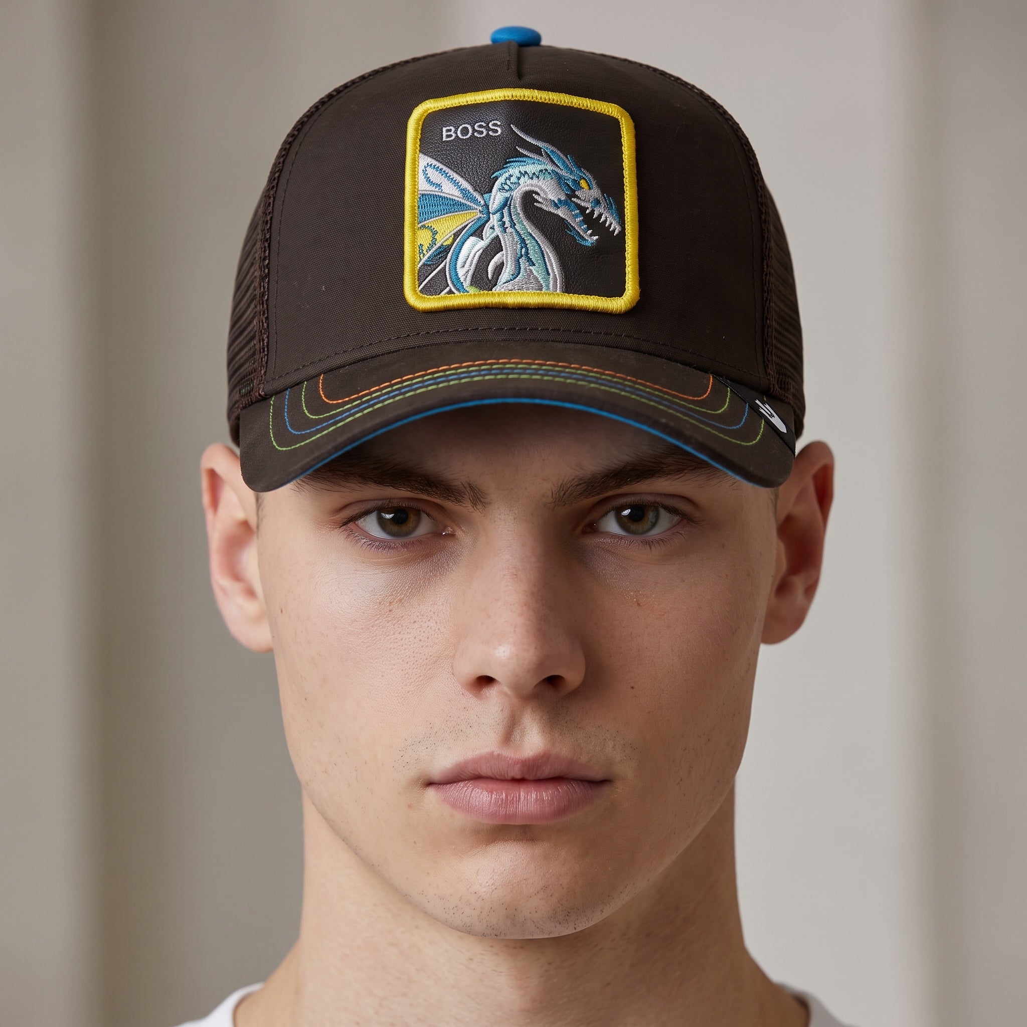 BOSS Trucker Cap β Brown Dragon Patch ππ§’