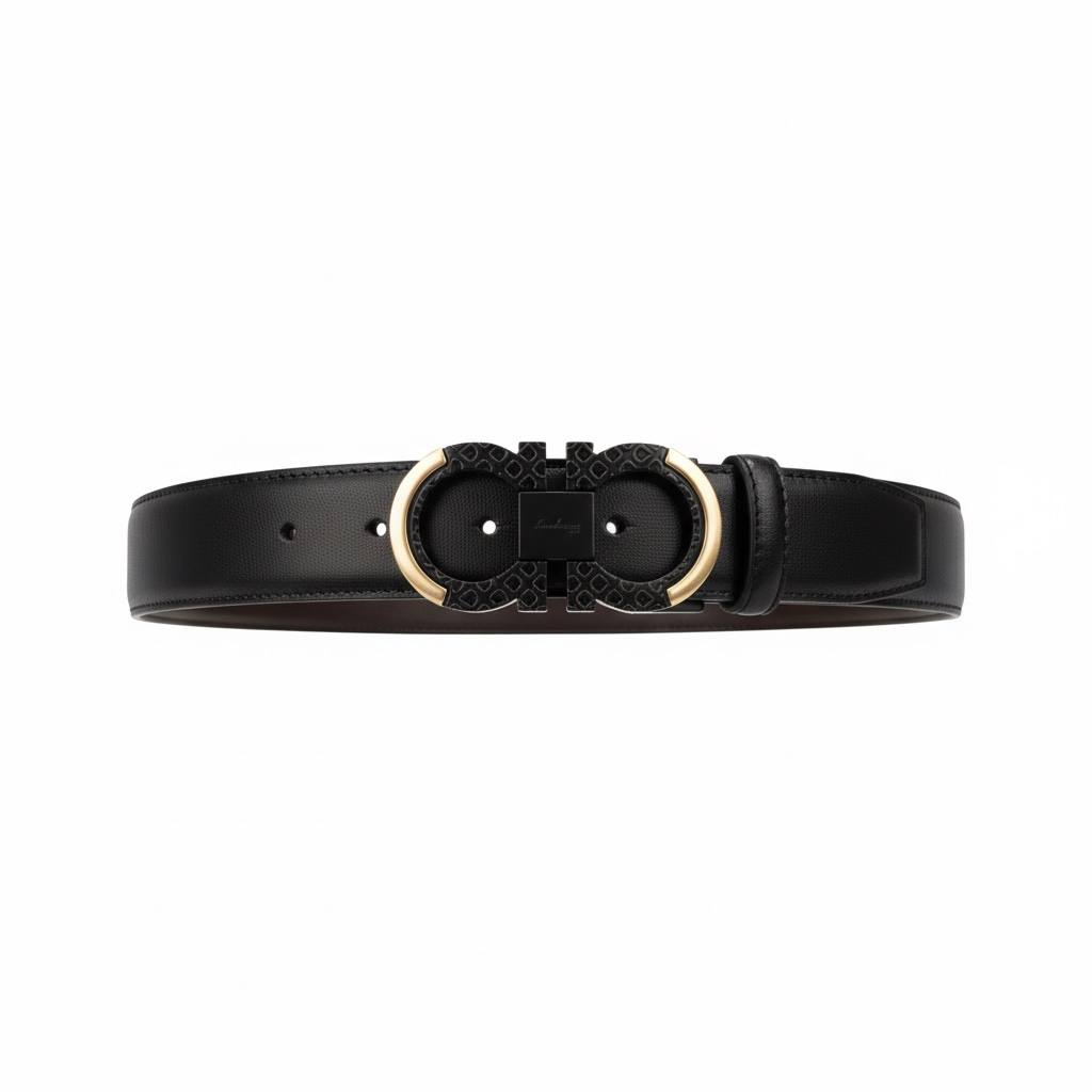 Luxury Salvatore FerragamoDouble Ring Designer Belt 120cm – Reversible Black & Brown Leather ✨
