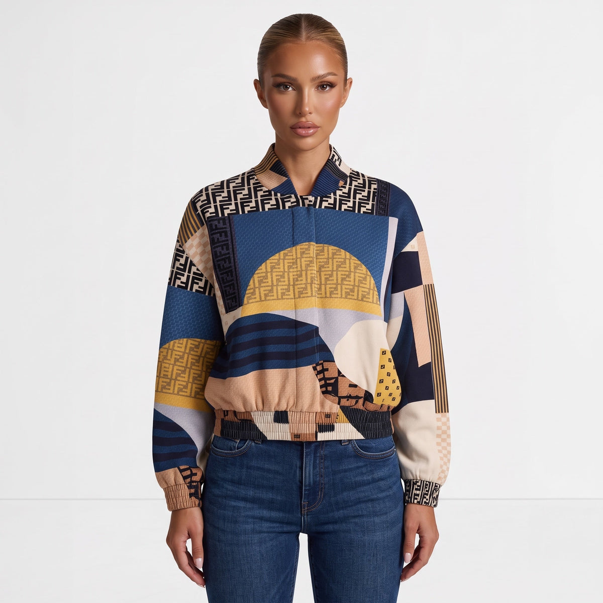 Fendi Printed Bomber Jacket β Multicolor
