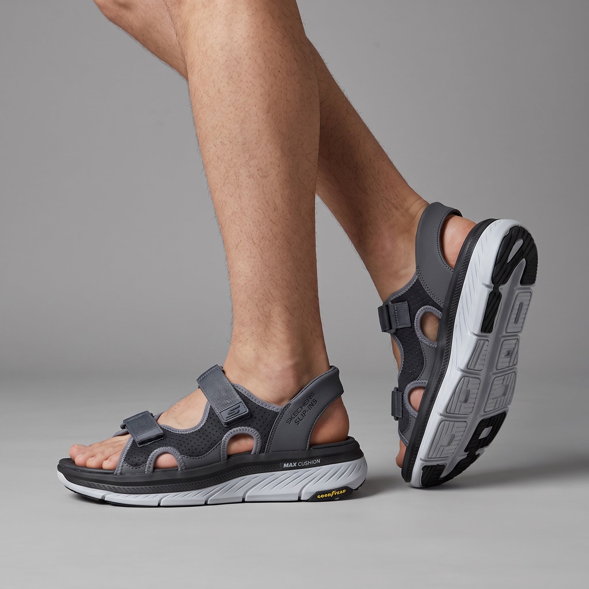 Skechers Max Cushion Sandal – Grey ⛱️👟