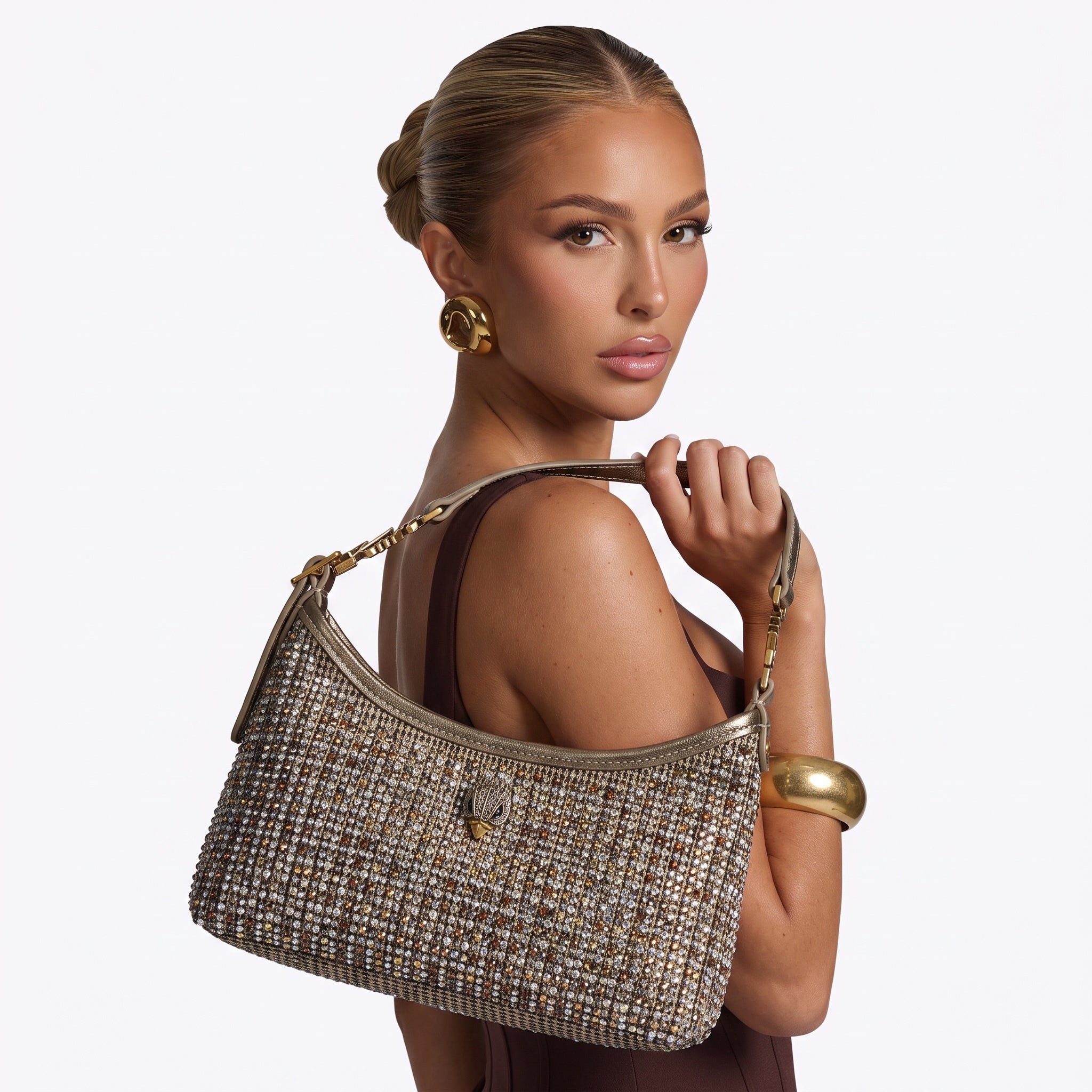 Kurt Geiger Crystal Hobo β Gold β¨