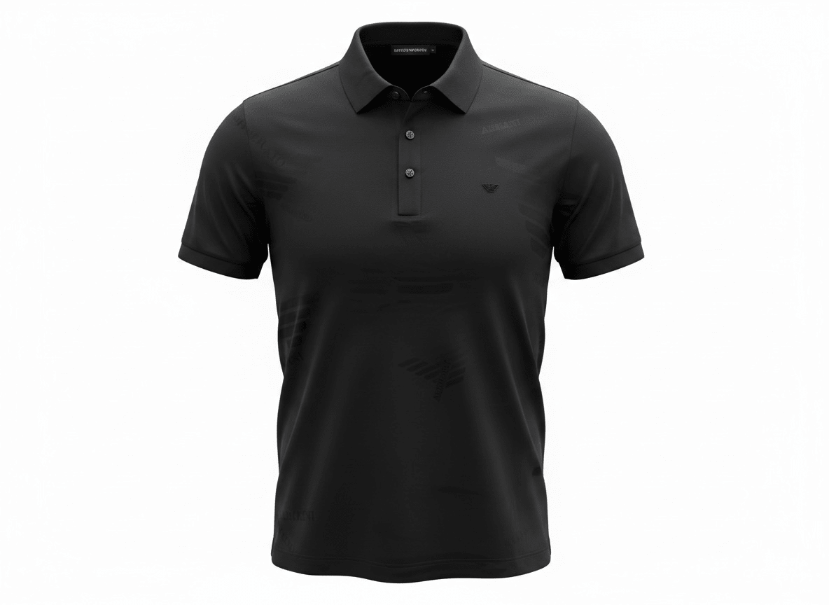 Emporio Armani Black Pattern Polo π€β¨ Tonal Monogram Edition